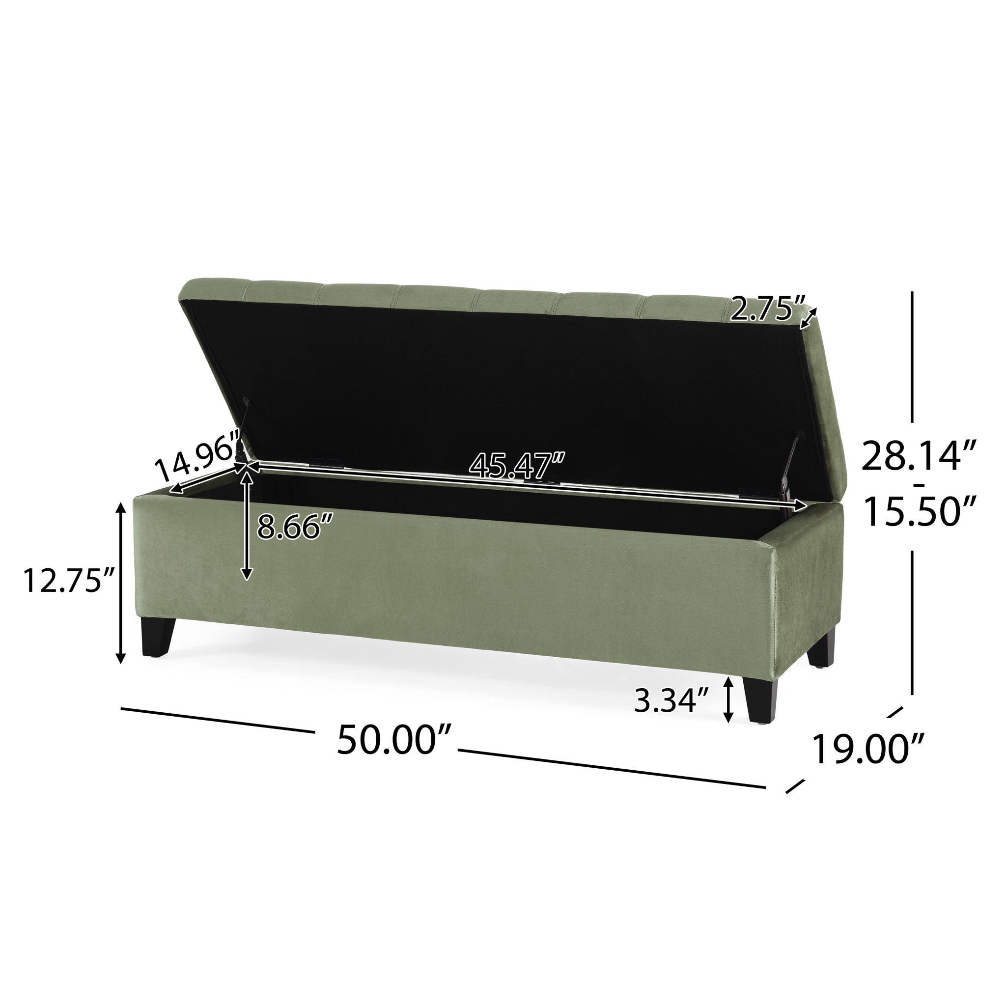 Wendover - Elegant Velvet Tufted Storage Bench With Lift-Up Top And Birch Wood Legs