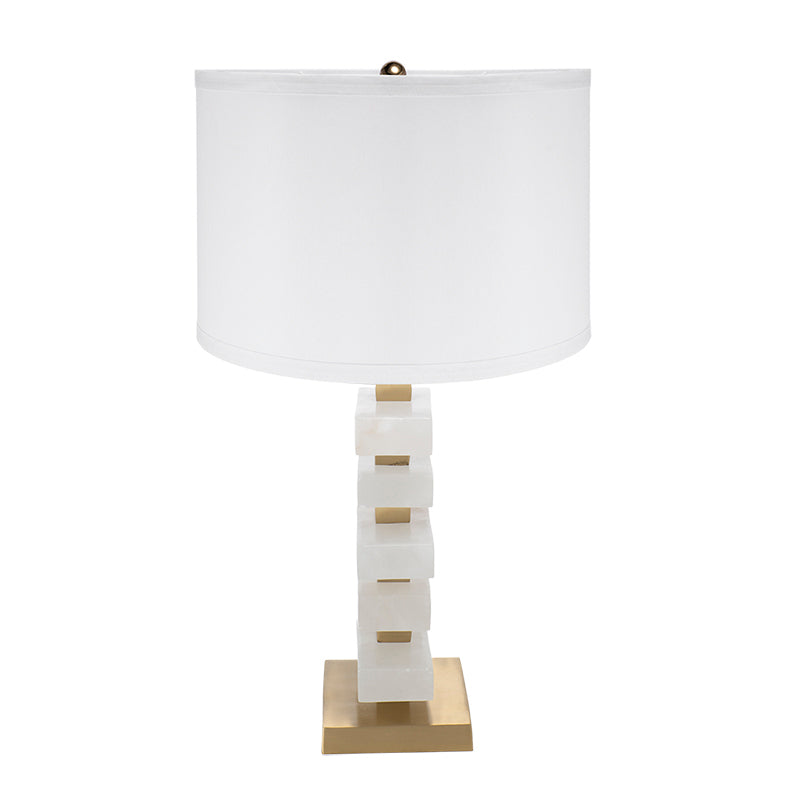 D15x26.7' White and Gold Alabaster Slab Table Lamp