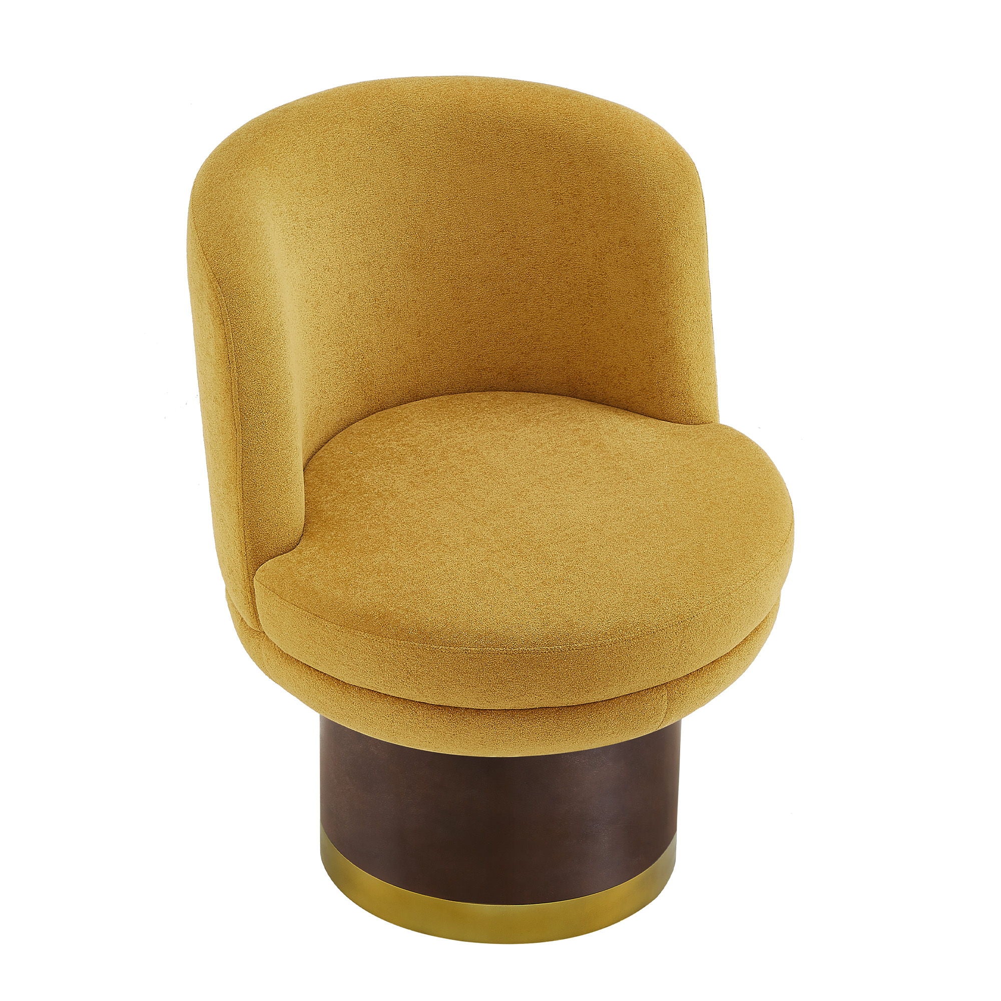 Round Swivel Accent Chair With Ergonomic Backrest For Living Room