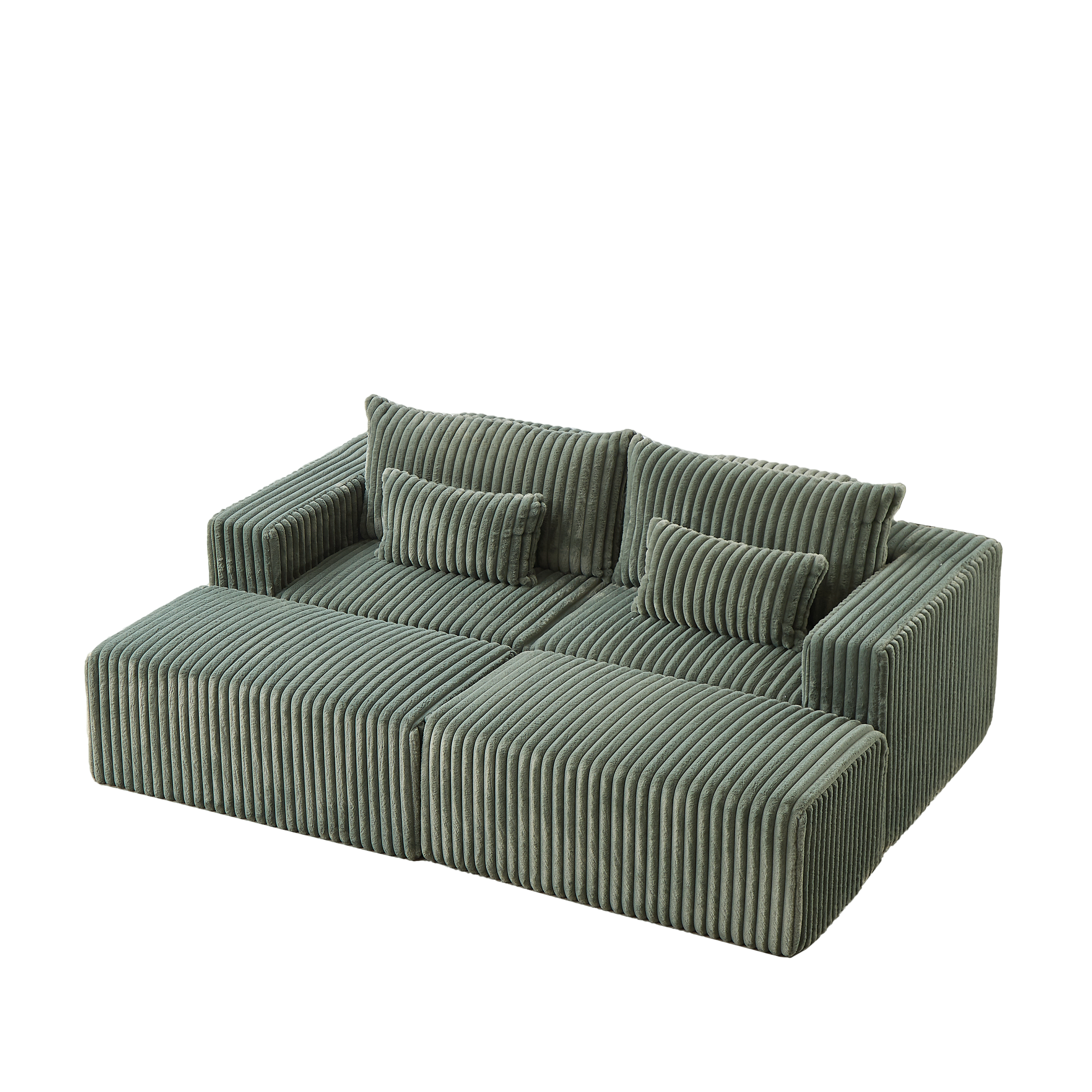 87' Oversized Sectional Lounge Chaise with Plush Corduroy Fabric