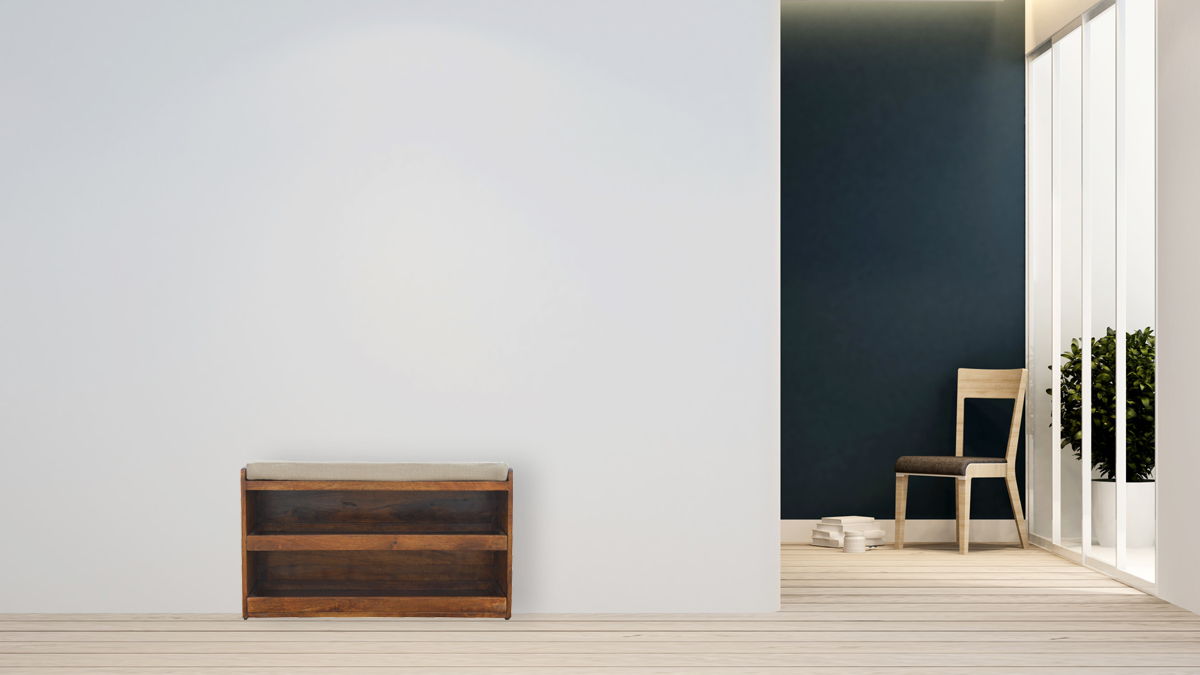 Pull Out Shoe Bench - Chestnut / Mud Linen
