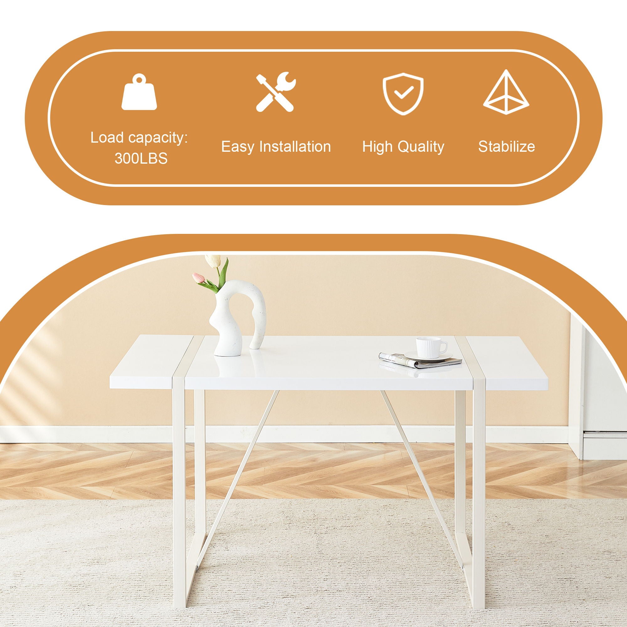 Industrial Rectangular Dining Table For 4 - 6 People