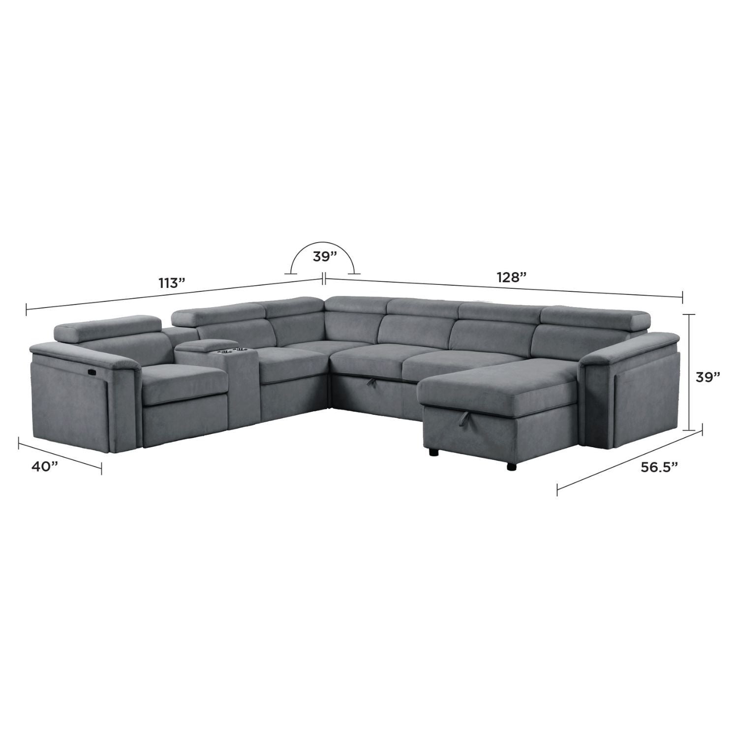 Harvey - Power Recliner Sleeper Sectional
