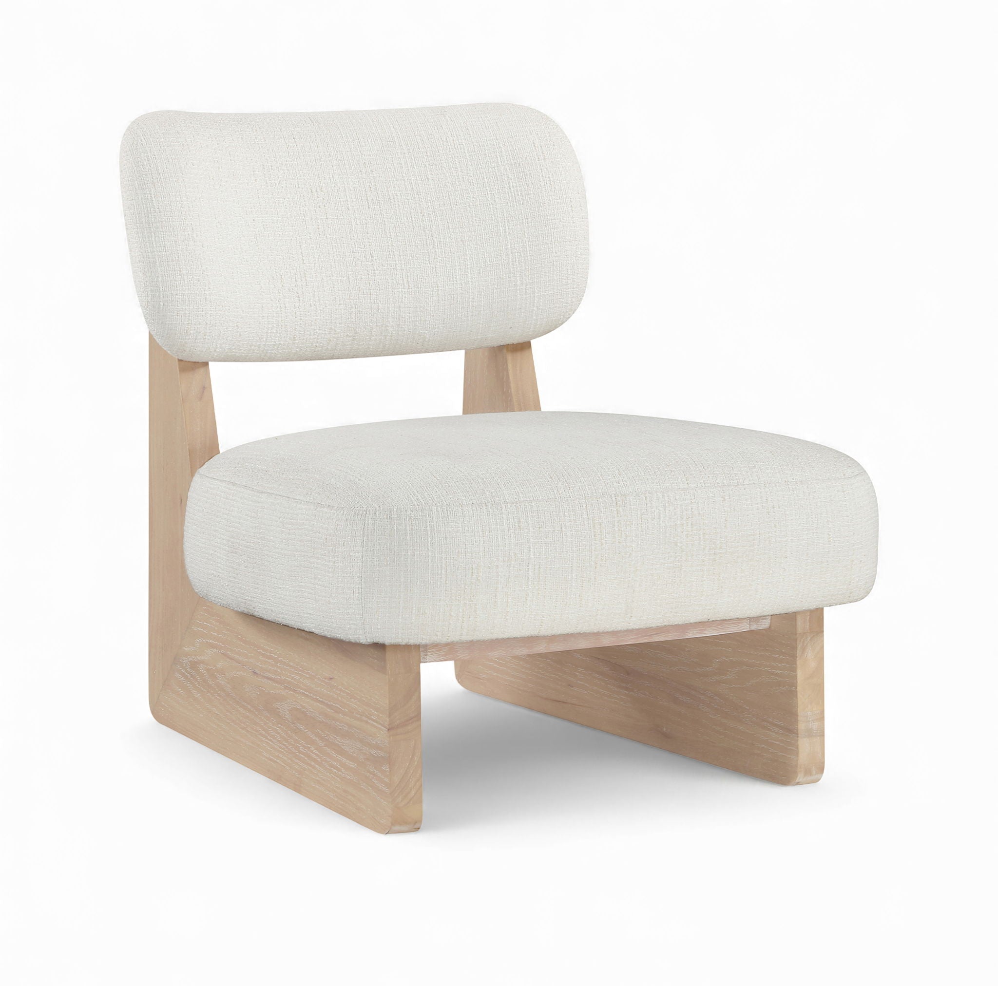 Vetra Linen Fabric Upholstered Armless Accent Chair with Natural Base