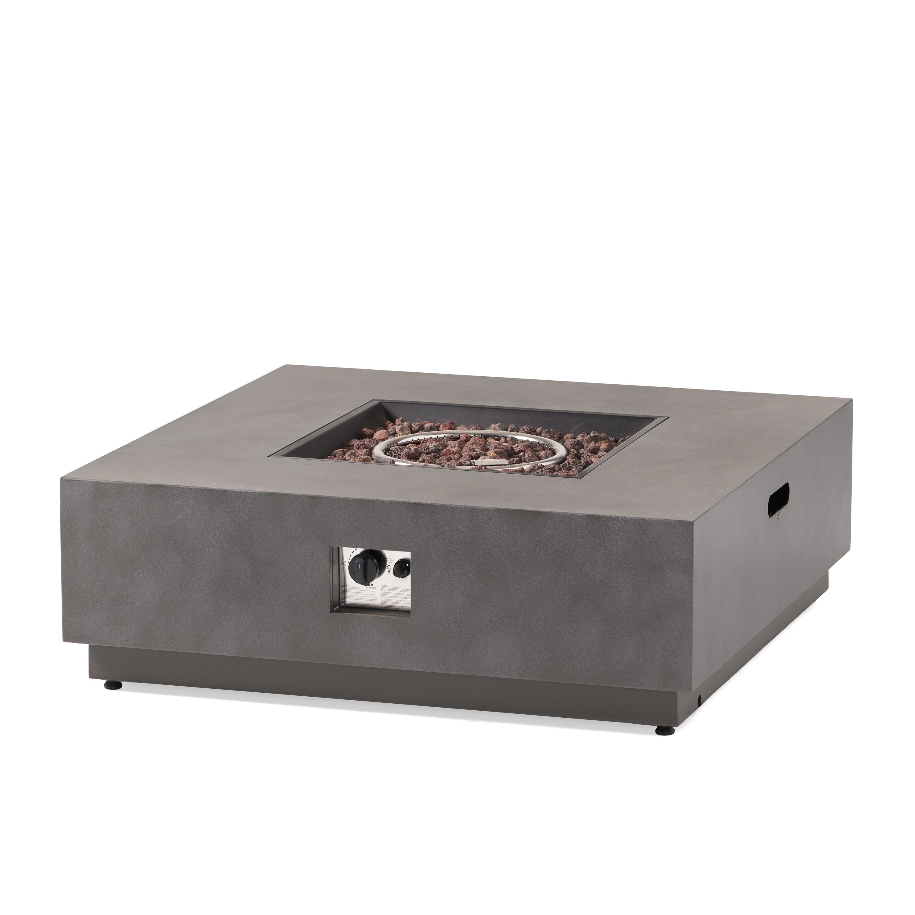 Modern Square Iron Fire Pit 50,000 BTU Stone Gray 39-Inch