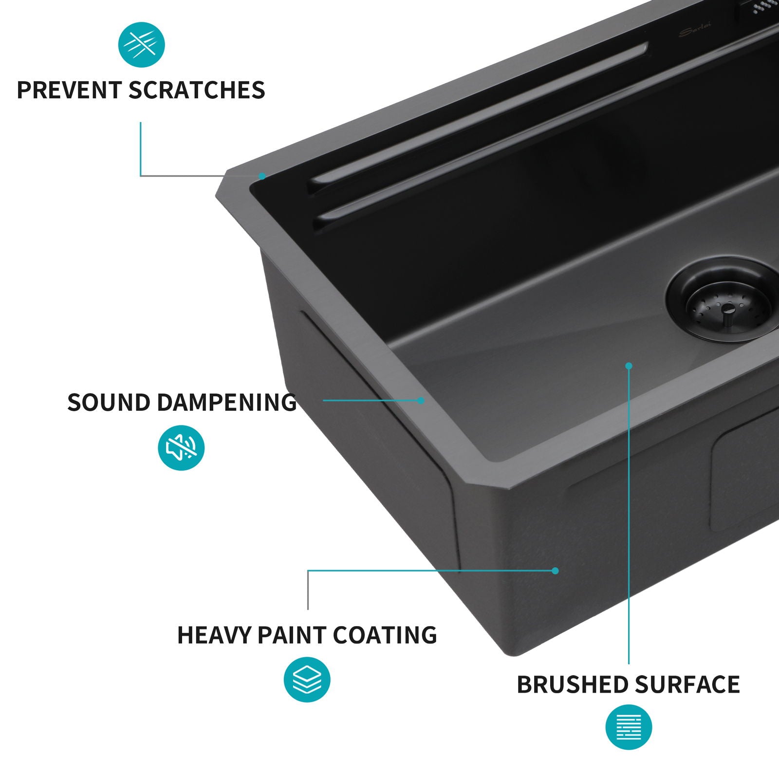 Undermount Stainless Steel Kitchen Sink With Pull Down Faucet & Ledge Workstation