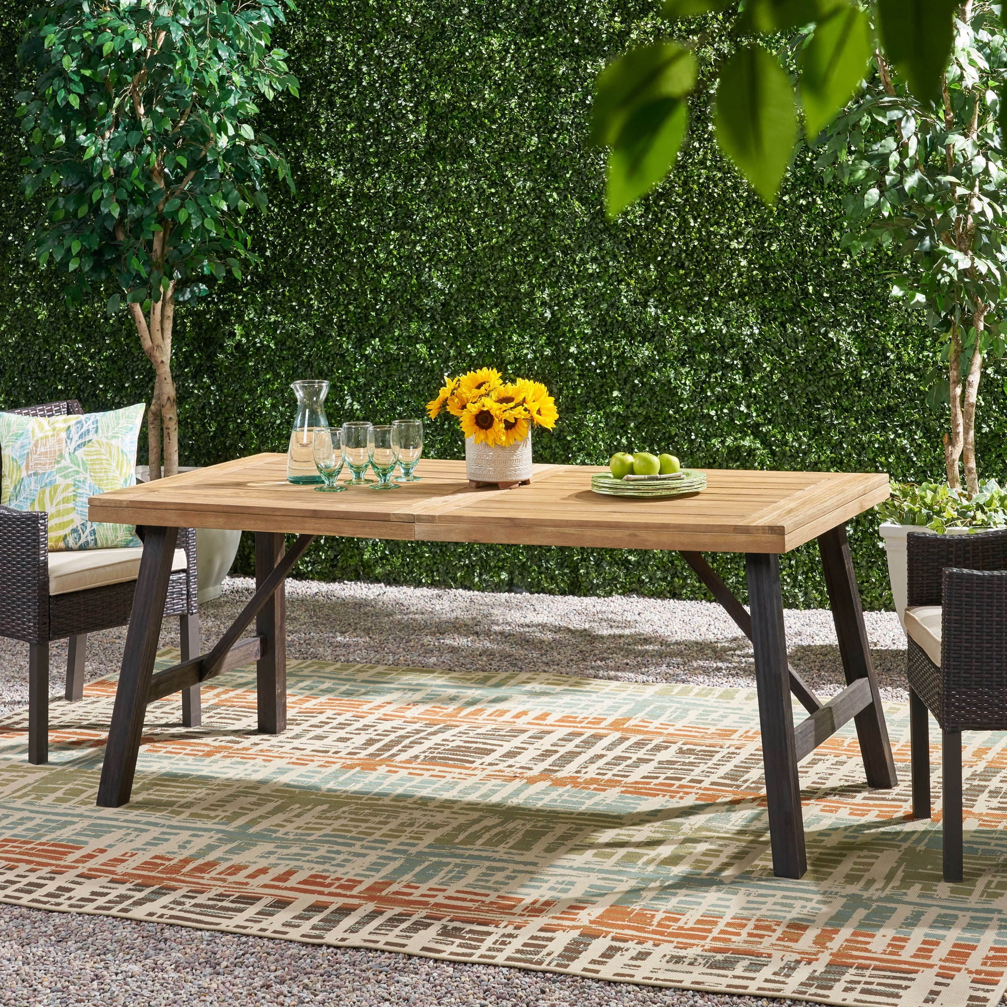 Outdoor Dining Set With 2 Bench And 1 Dining Table - Light Brown