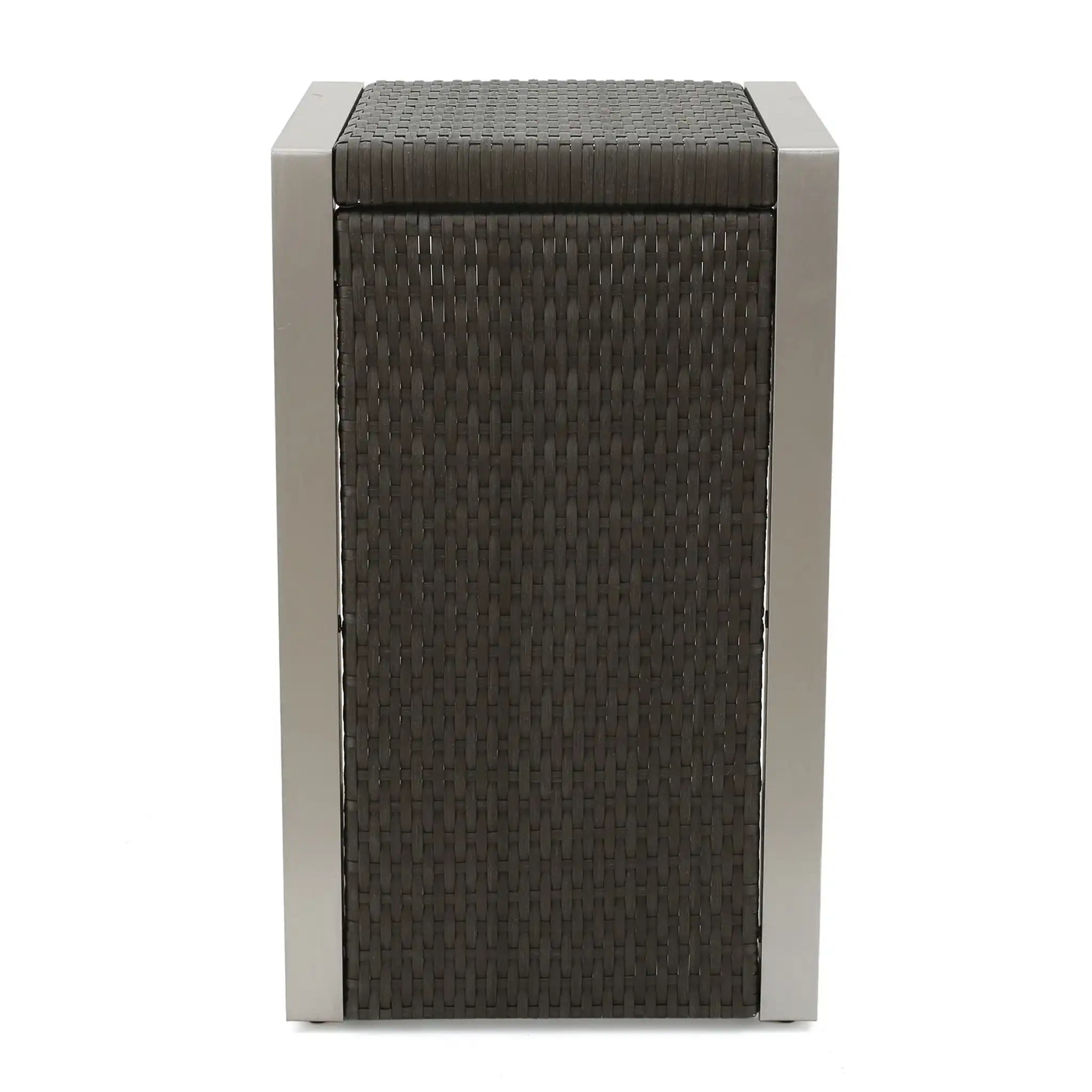 Cape - Coral Wicker C Shaped Table Modern DesignRattan And Aluminum Frame - Brown