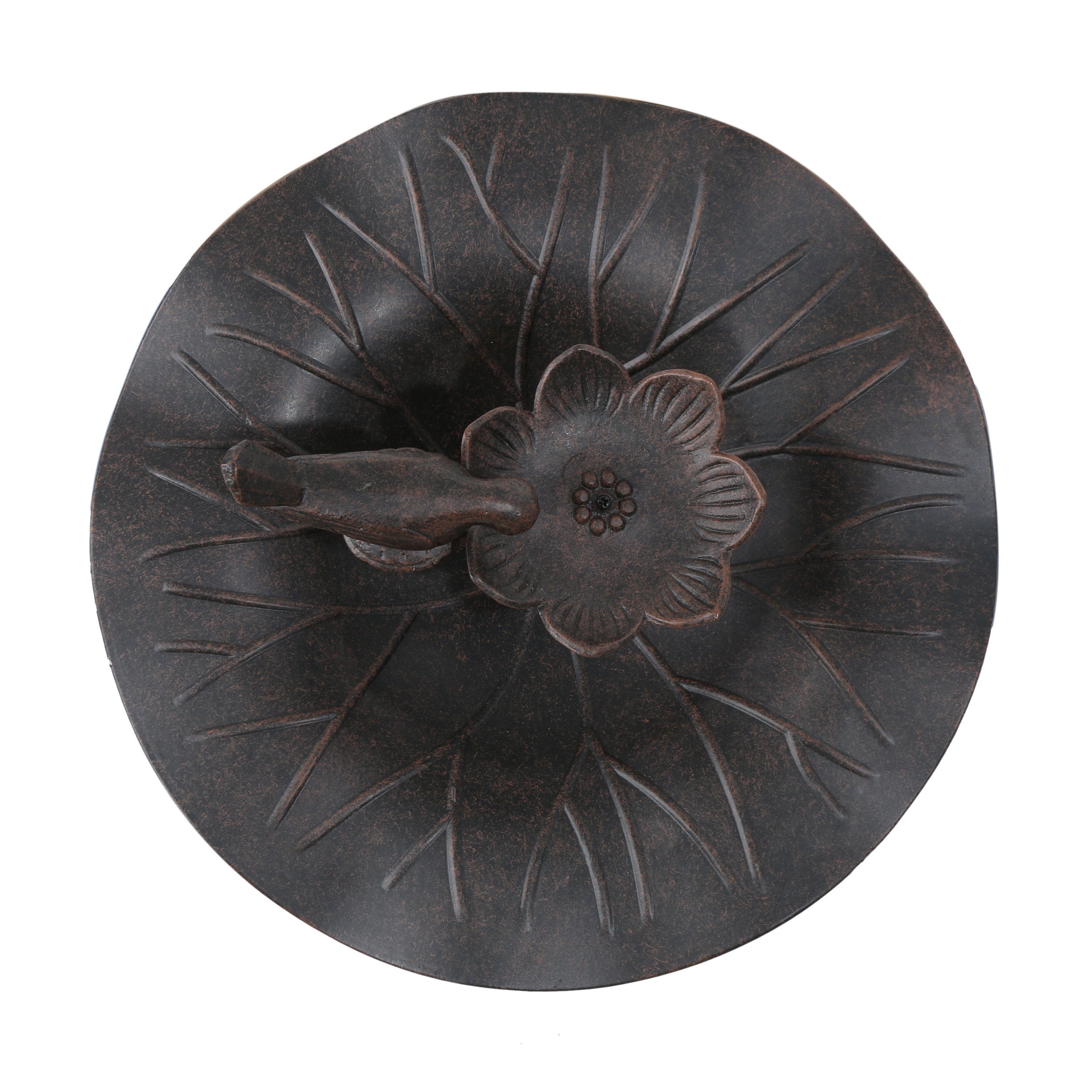 Lancaster Outdoor Aluminum and Iron Top Bird Bath with Iron Base, Bronze