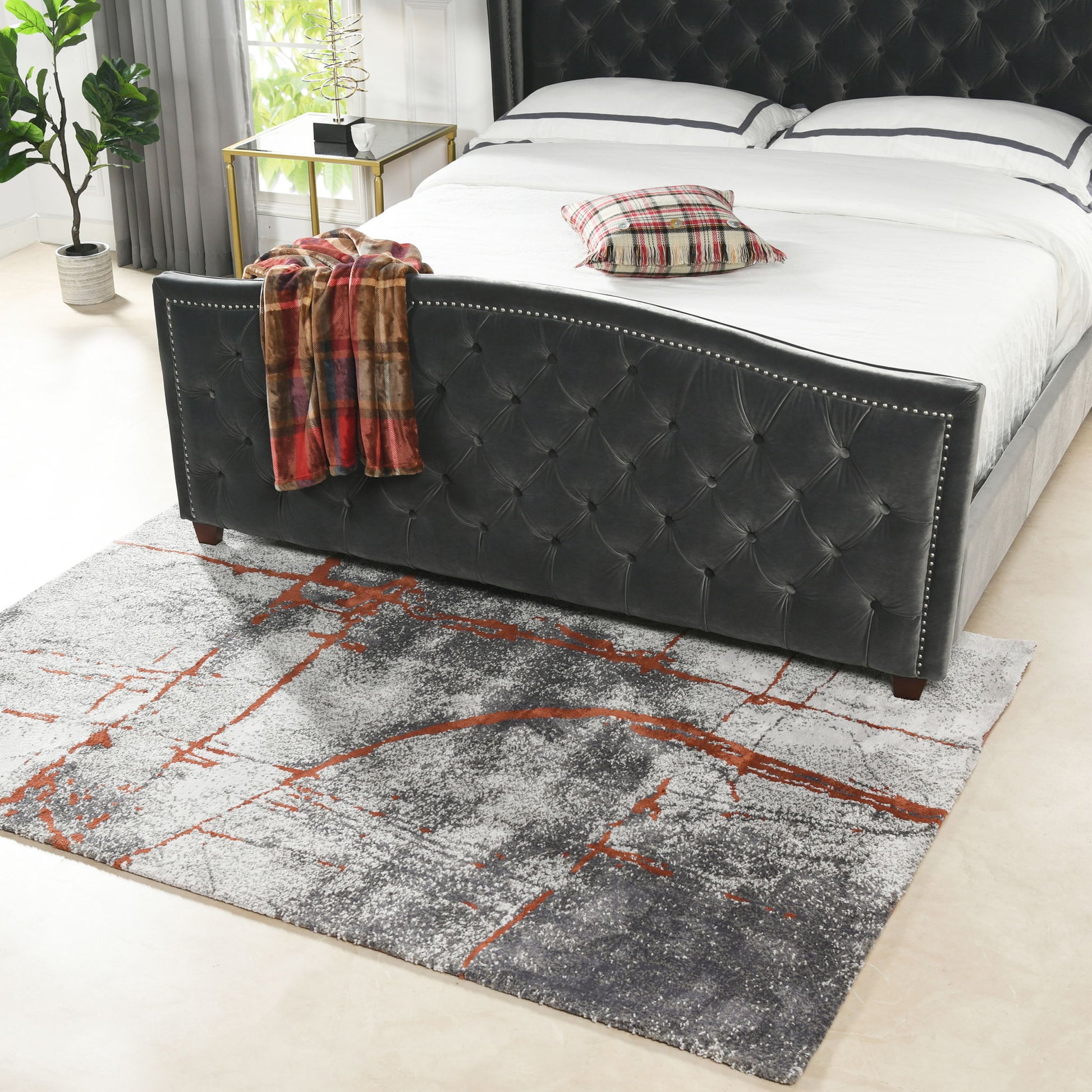 Quarry - 5.25' X 6.5' Abstract Area Rug - Gray / Orange - Best Buy Furniture