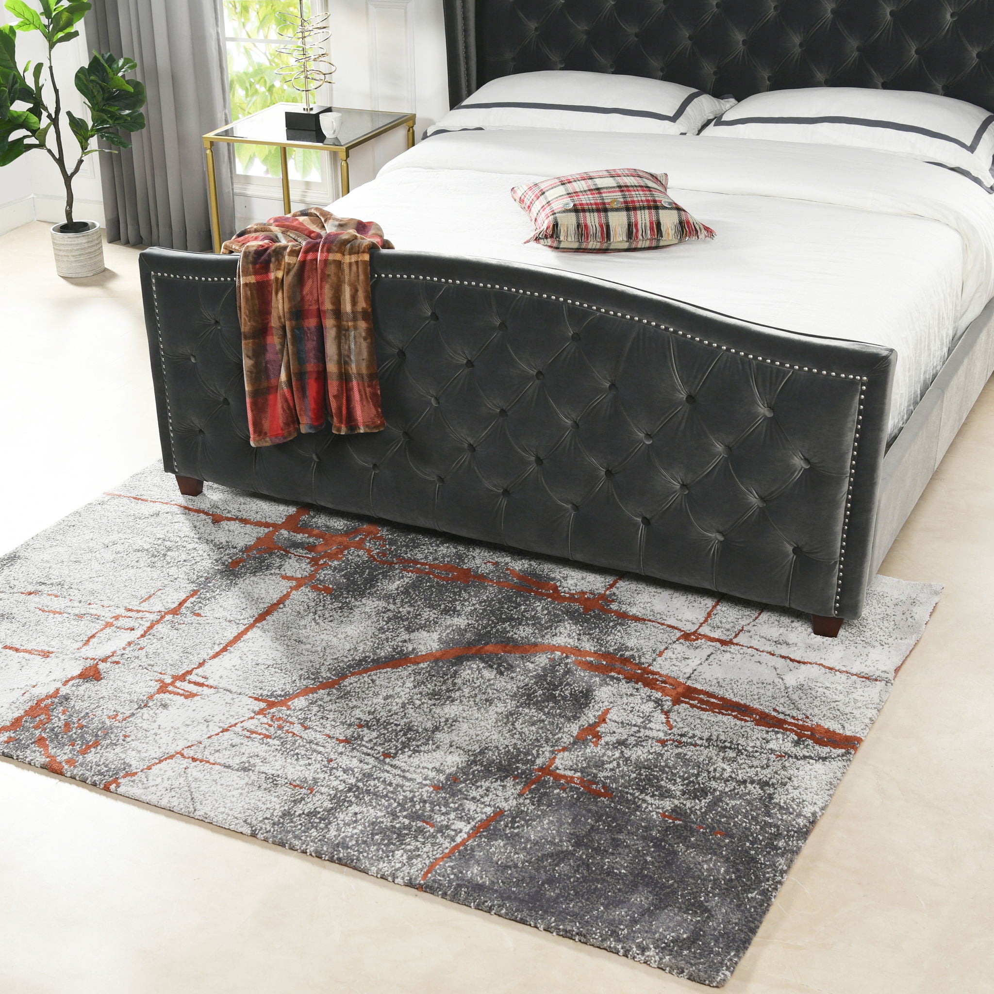 Quarry - 5.25' X 6.5' Abstract Area Rug - Gray / Orange - Best Buy Furniture