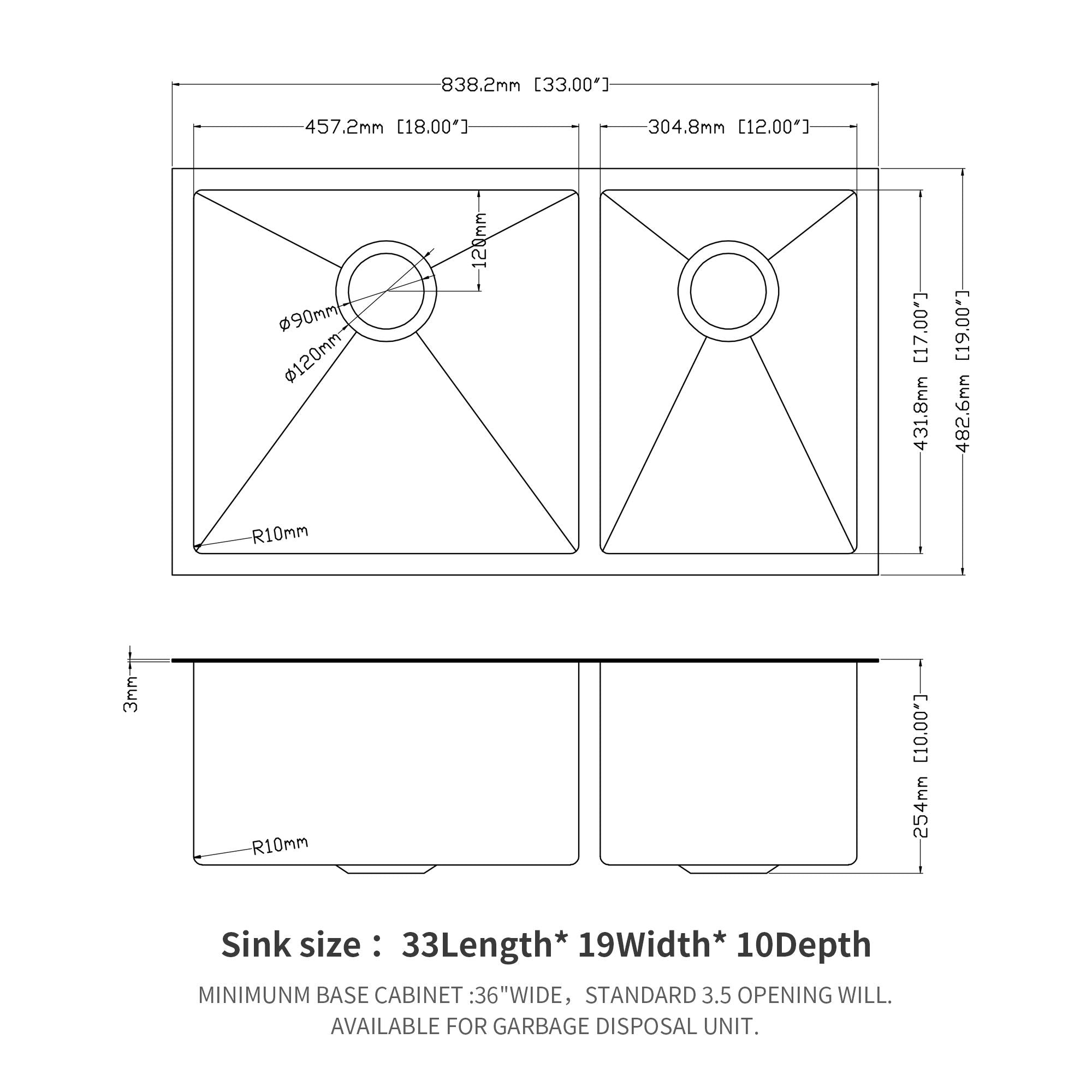 Modern Double Bowl Undermount Kitchen Sink 50 / 50 Design Stainless Steel