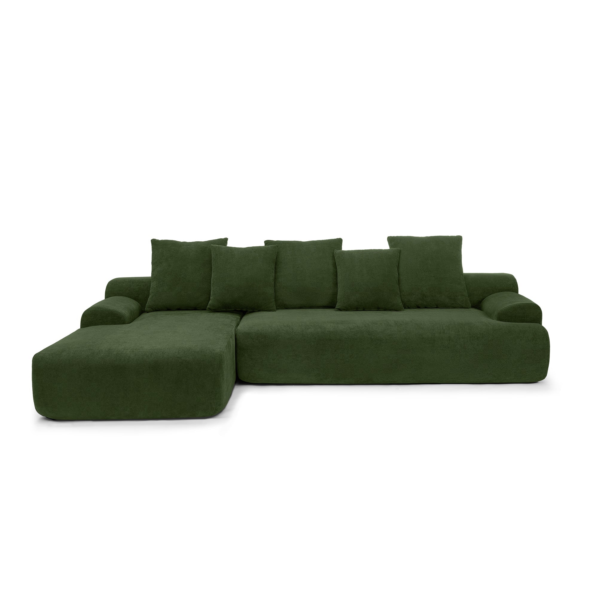 110.25x67'' Modern Upholstered L-Shape Sectional Sofa Velvet Green