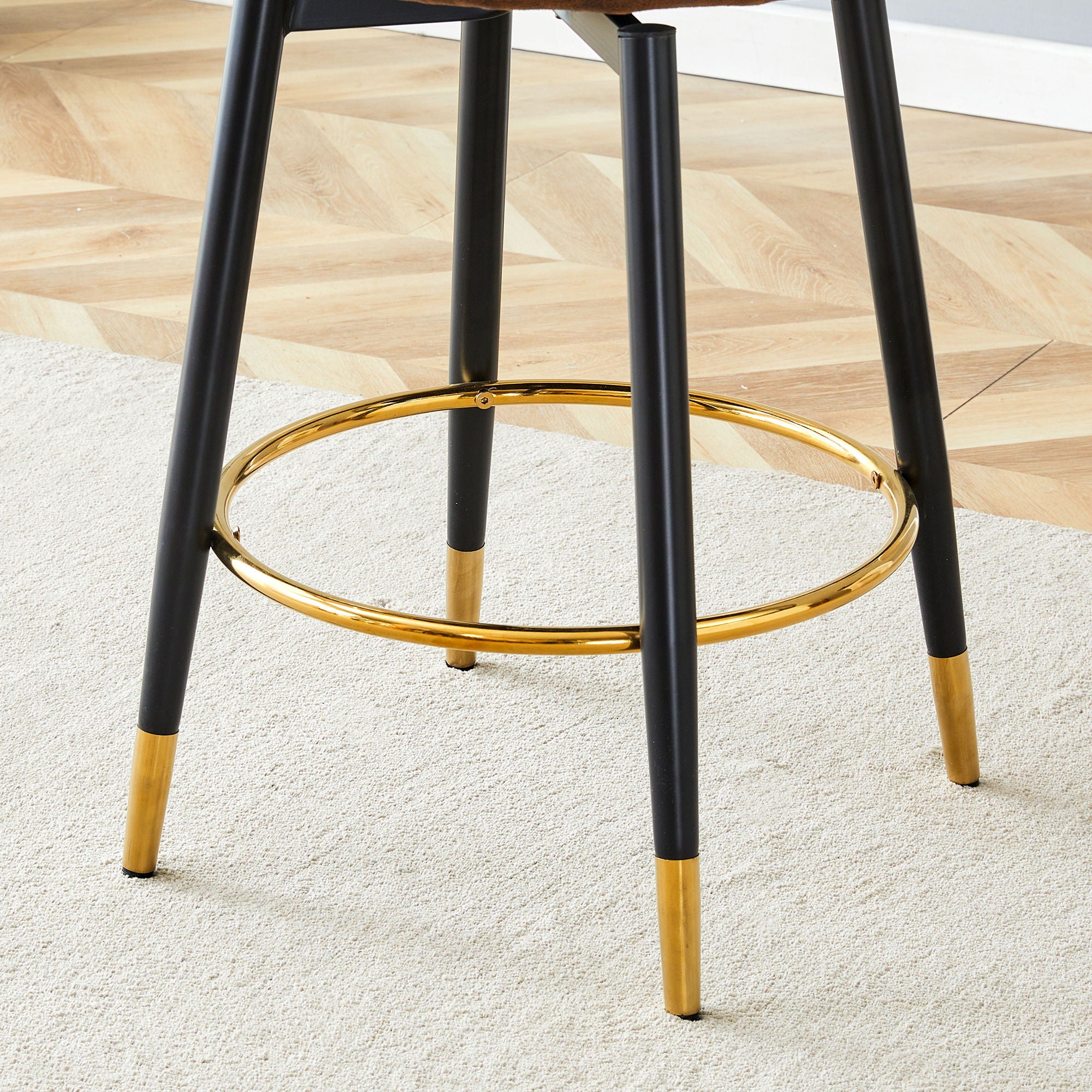 Upholstered Rotatable Bar Chair With Metal Legs For Dining Room