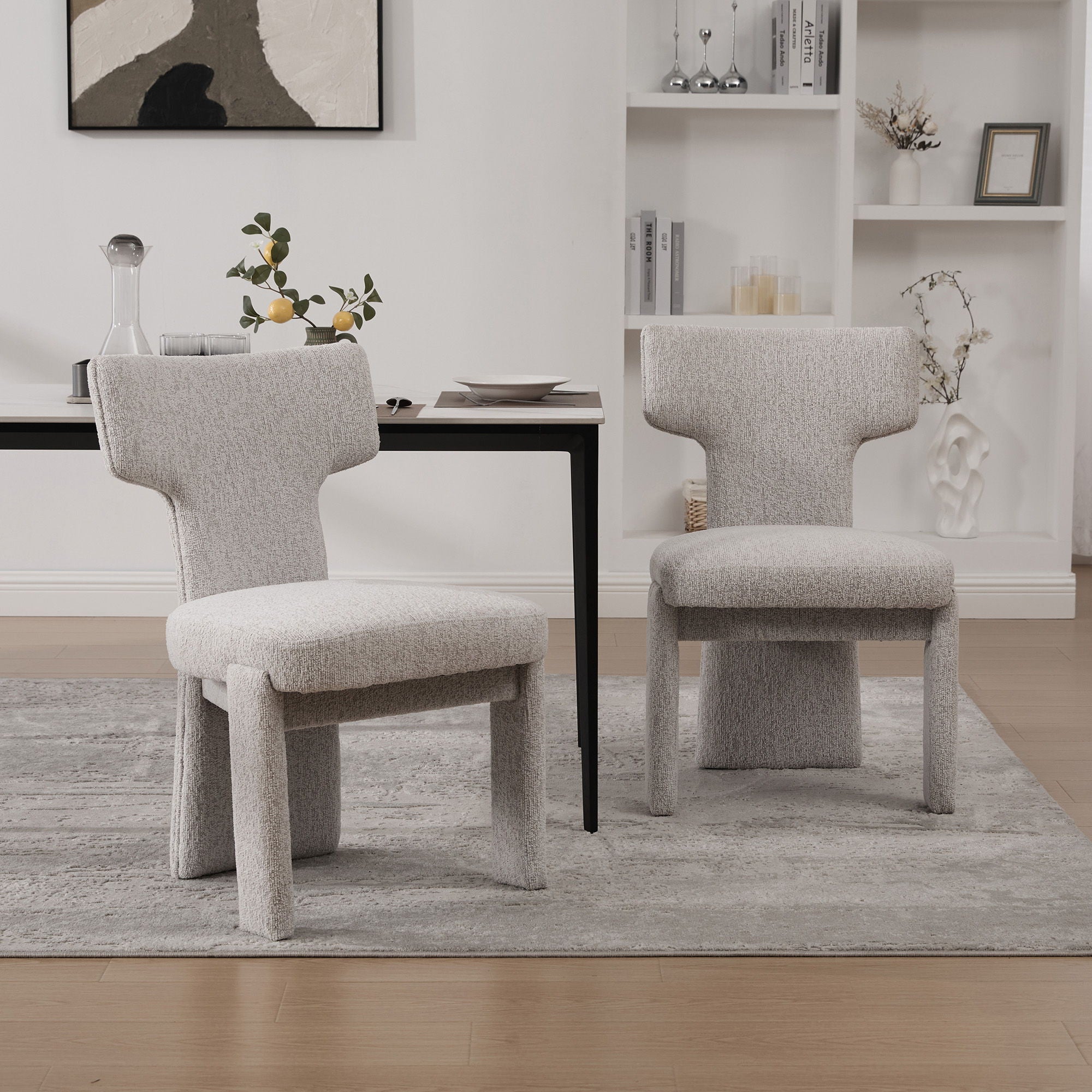 Armless Curved Back Accent Chairs (Set of 2)
