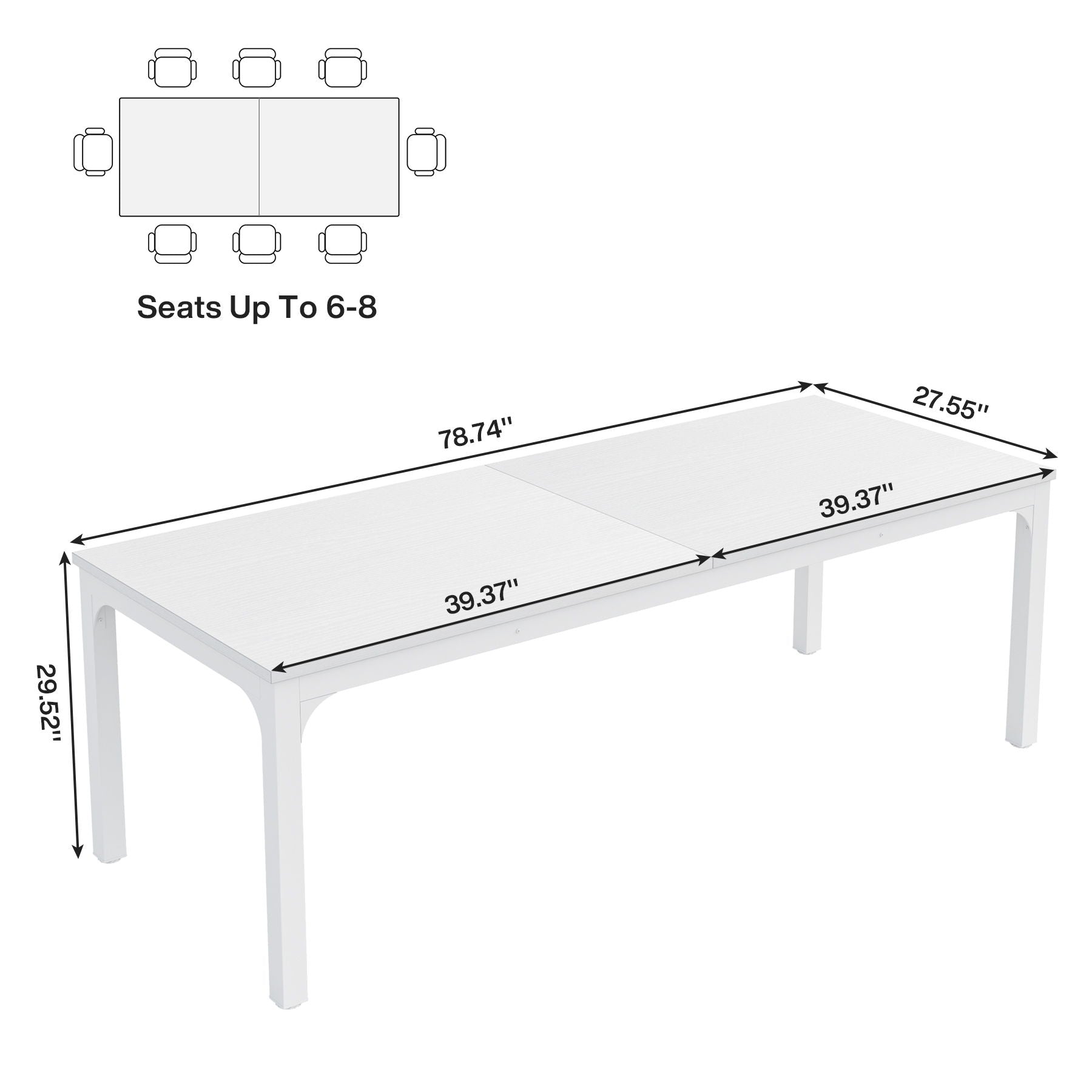 Rectangle Dining Table For 6 - 8 People