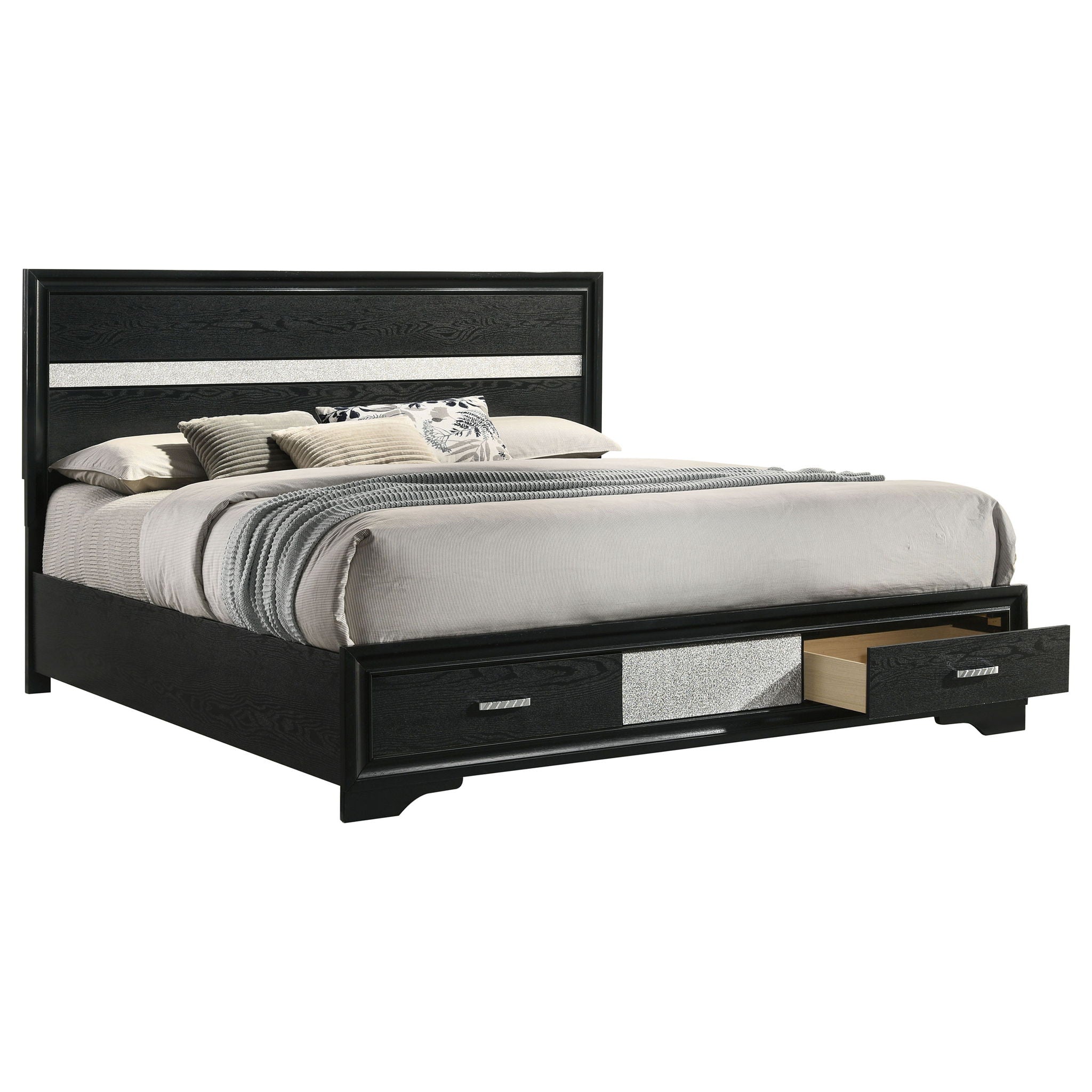 Eastern - King Storage Platform Bed 2 Drawer - Black