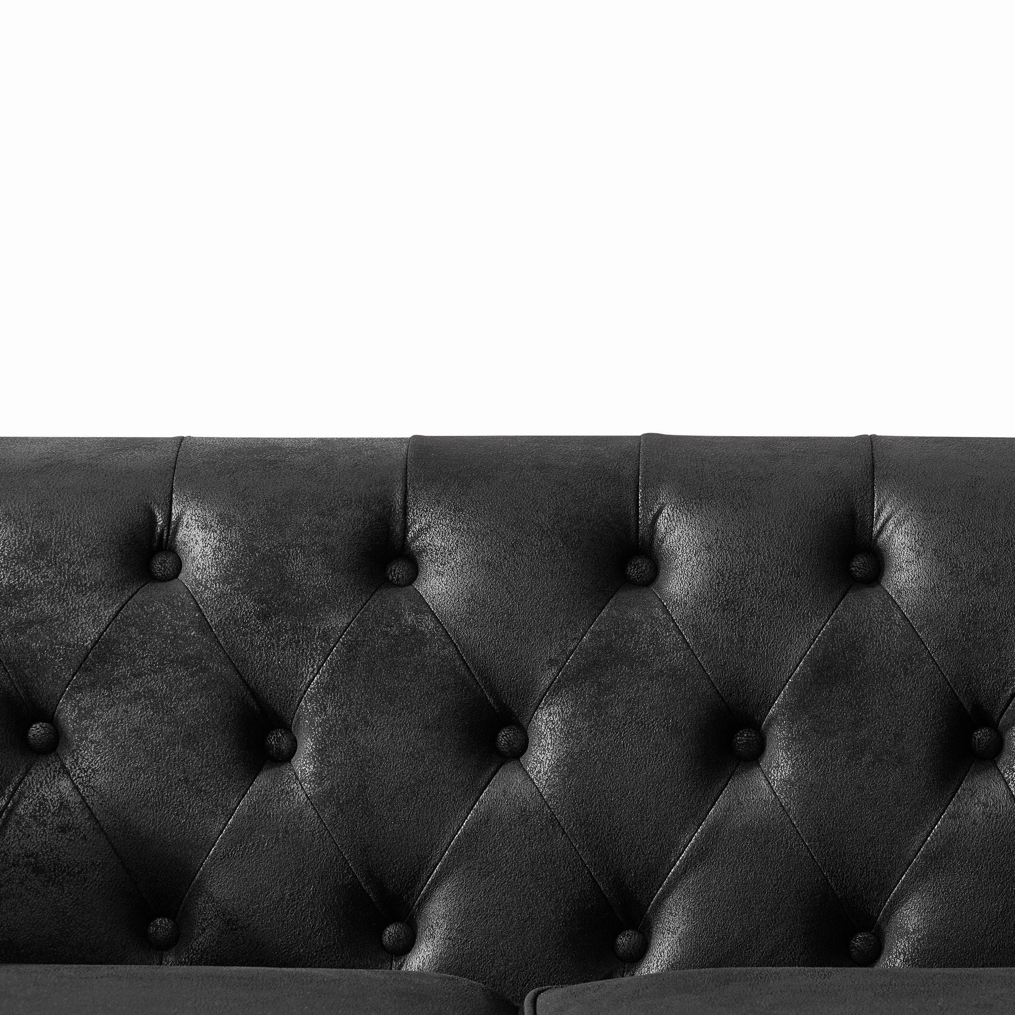 Chesterfield Loveseat, High Tech Fabric Roll Armrest