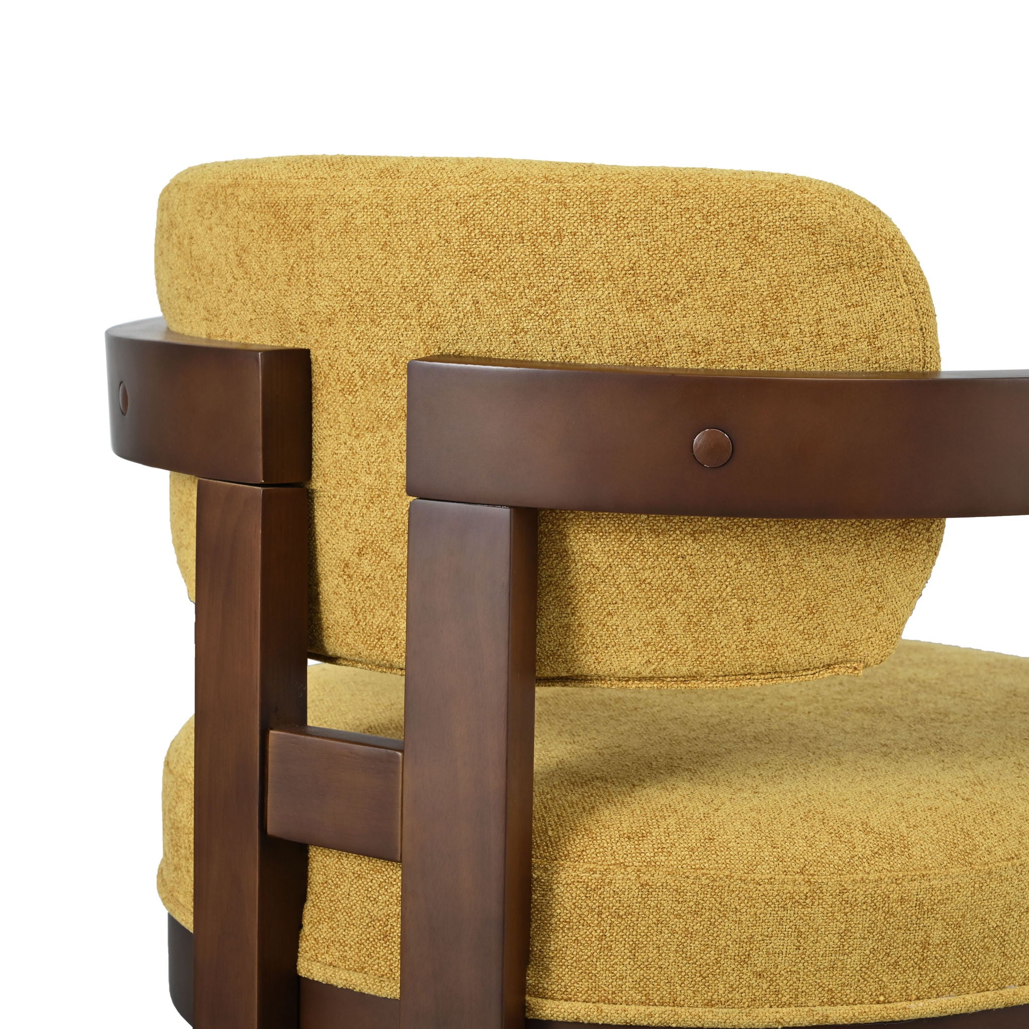 7 Piece Elegant Dining Set With Upholstered Wood Dining Chairs - Yellow / Walnut / Rich Mahogany