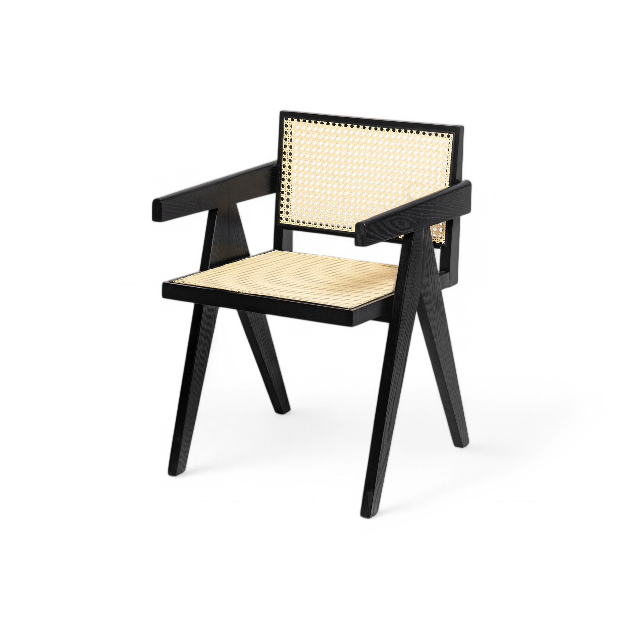 Chandigarh Arm Dining Chair With Natural Cane Design (Set of 2)