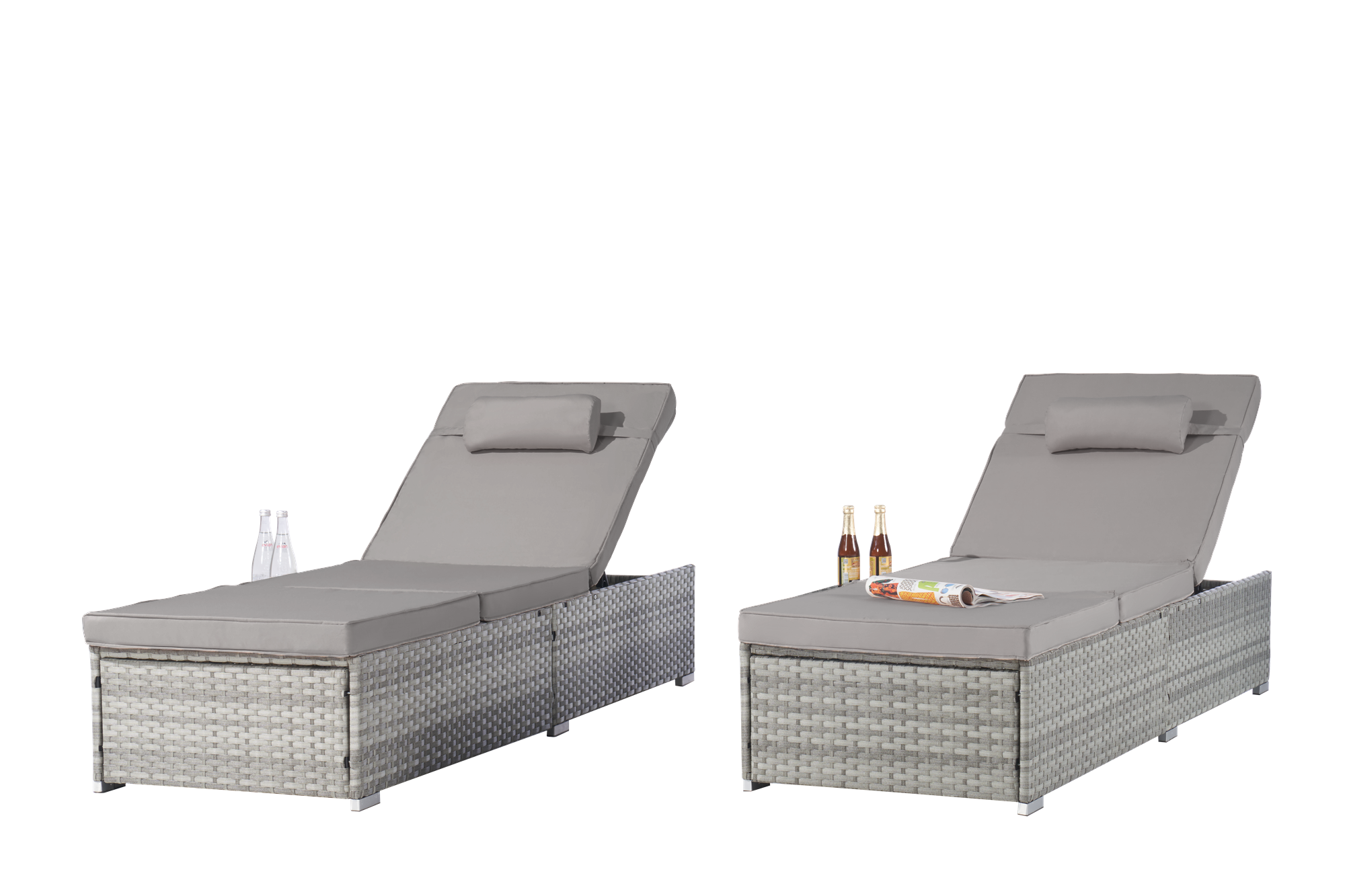 Outdoor Chaise Lounge Chair Set of 2 with Patio Pool Chairs Tanning Lounges