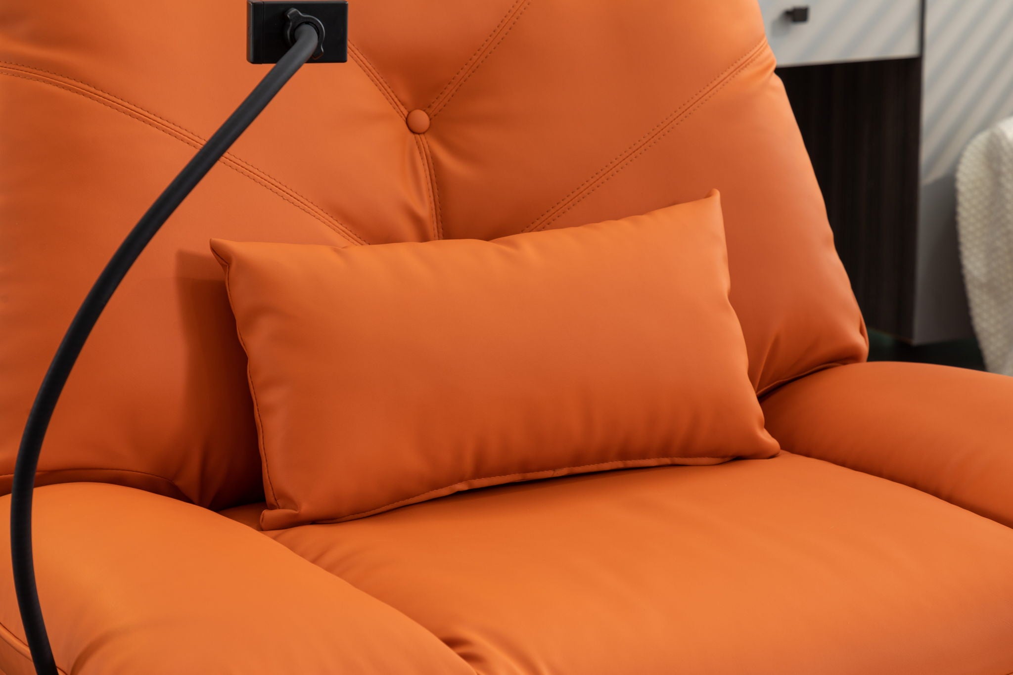 270 Swivel Glider Recliner Chair, Power Recliner Rocking Chair, USB Port Charge For Nursery Chair With Atmosphere Lamp For Living Room Bedroom Apartment