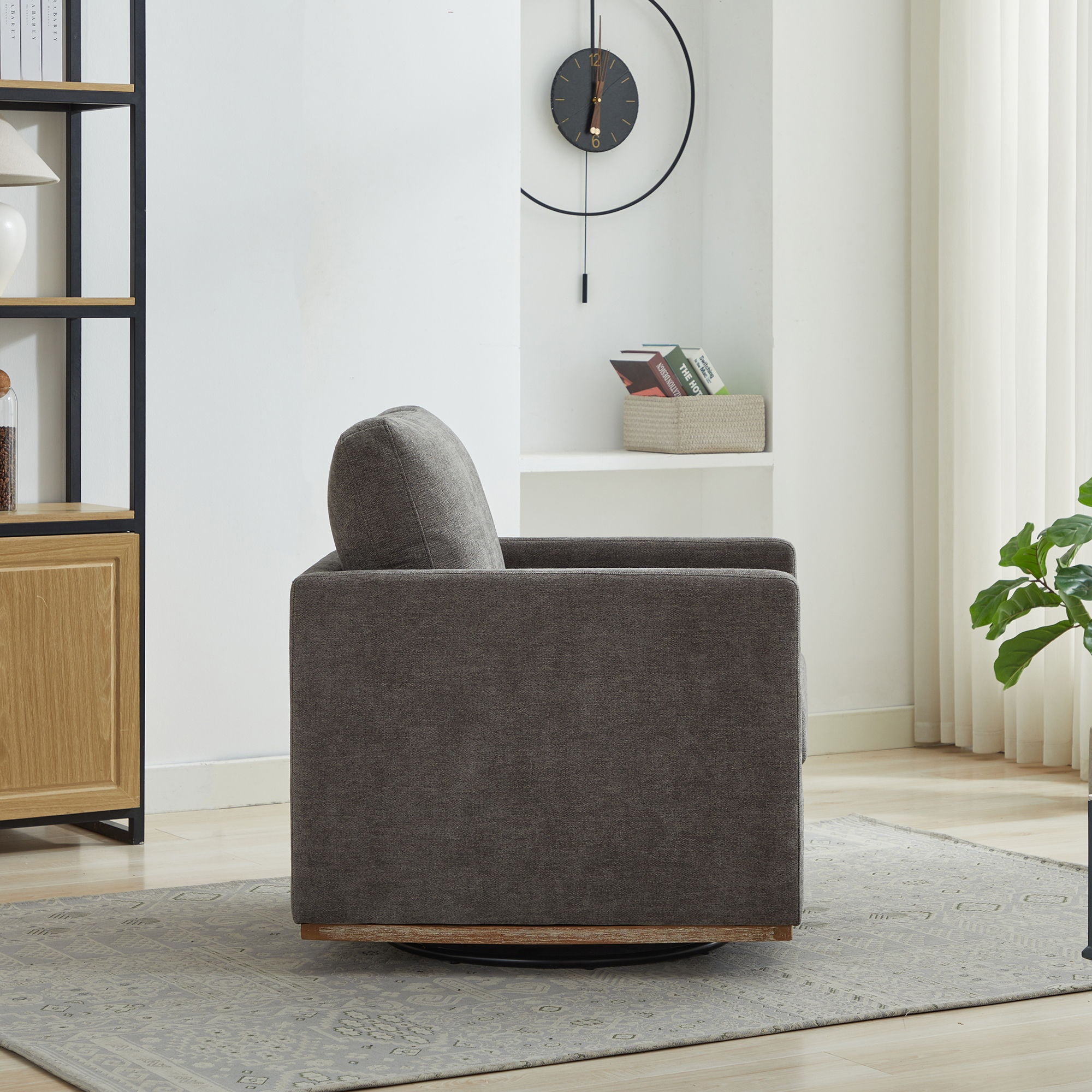 Square Upholstered Swivel Accent Chair For Living Room