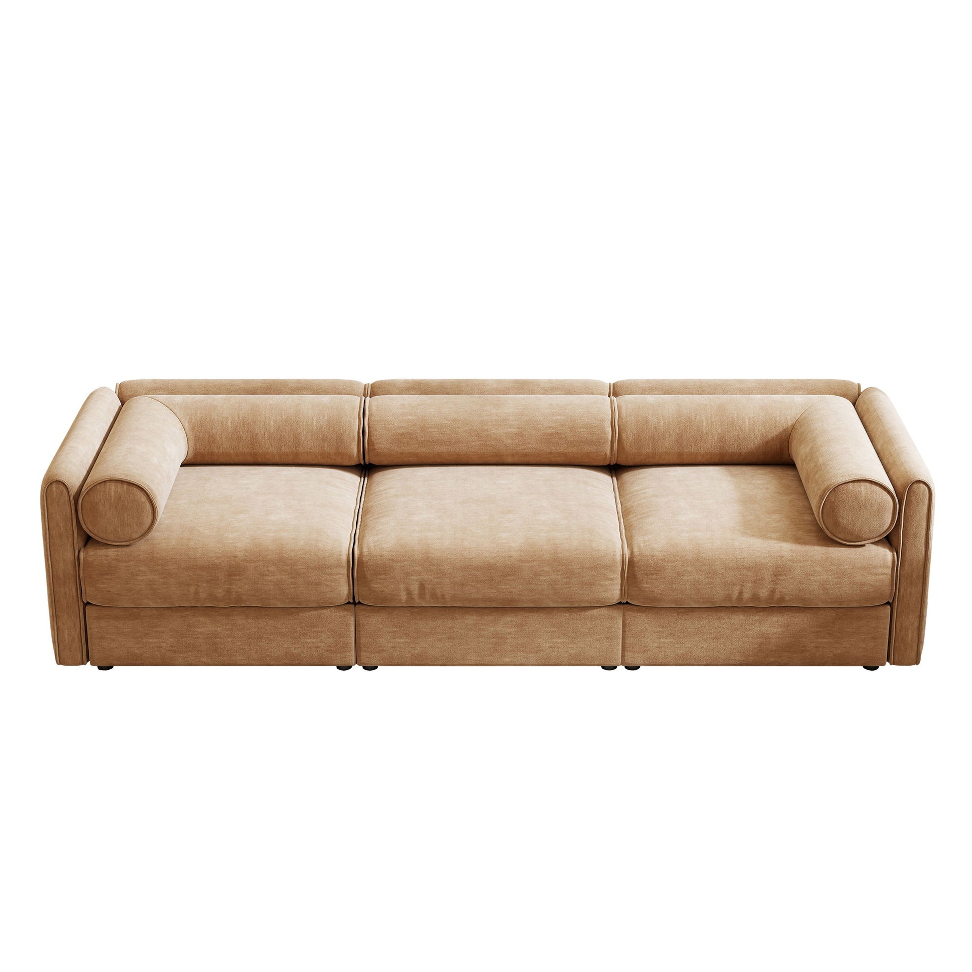 Stylish Chenille Sofa With Storage Seat And Cylindrical Backrest - Best Buy Furniture