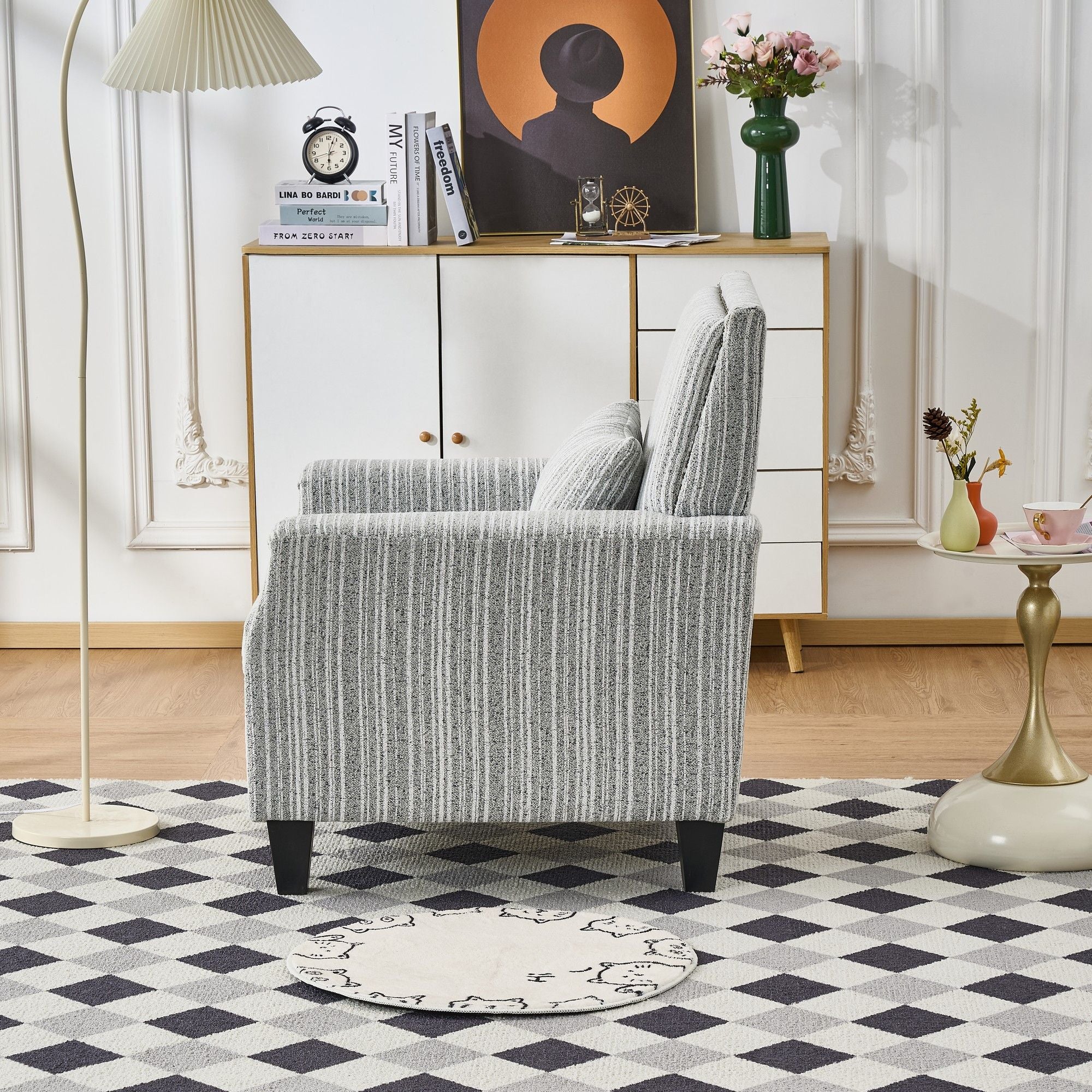Accent Chair With Arms, Comfy Armchair For Living Room - Gray