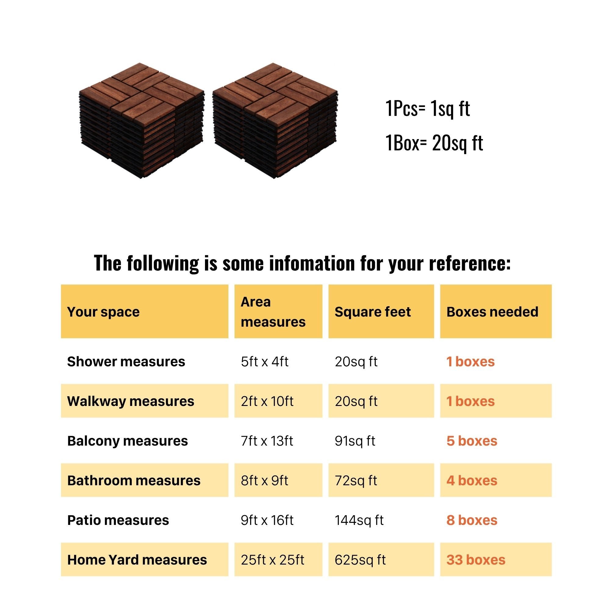 Acacia Wood Interlocking Deck Tiles Checker Pattern For Outdoor Flooring