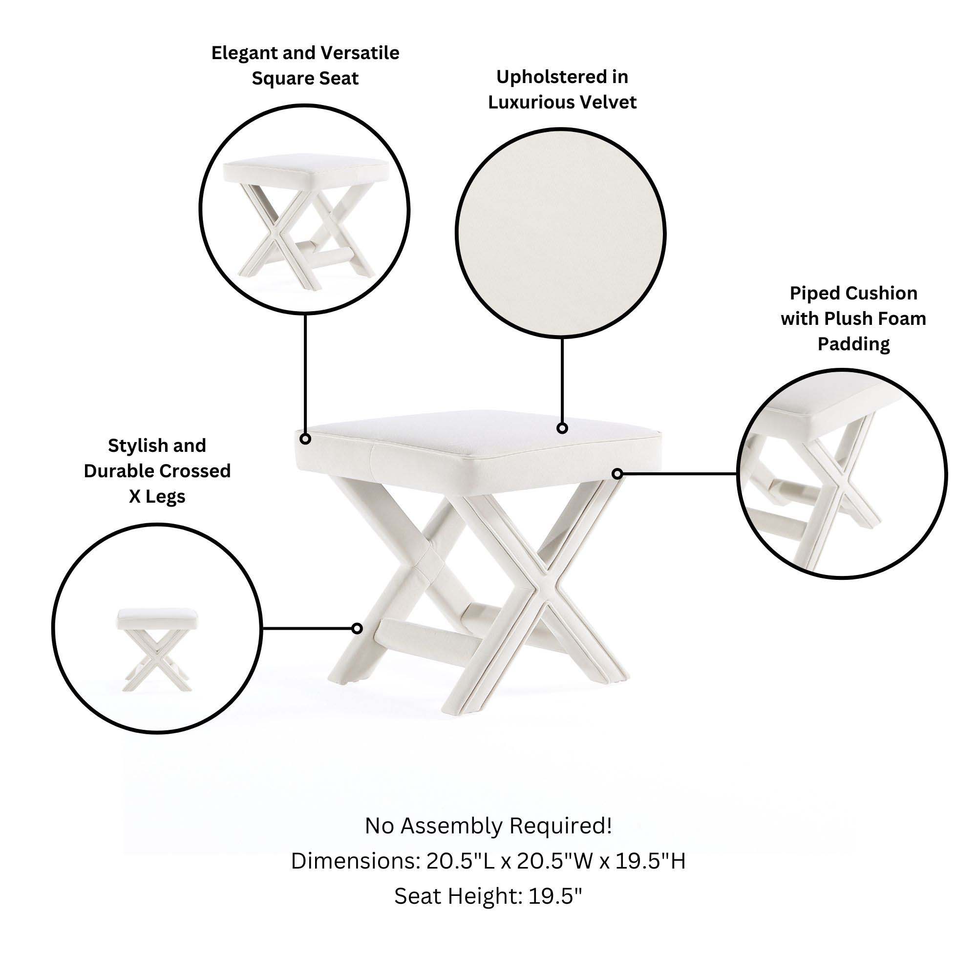 Abigail - Accent Bench With Piped Cushion