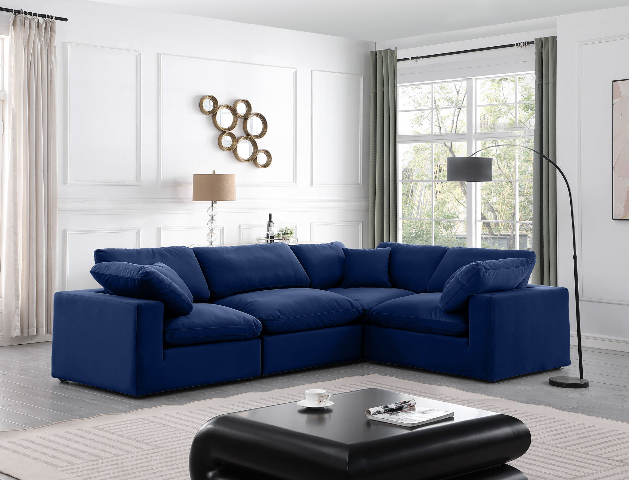 Comfy - 4 Piece Velvet Modular Sectional