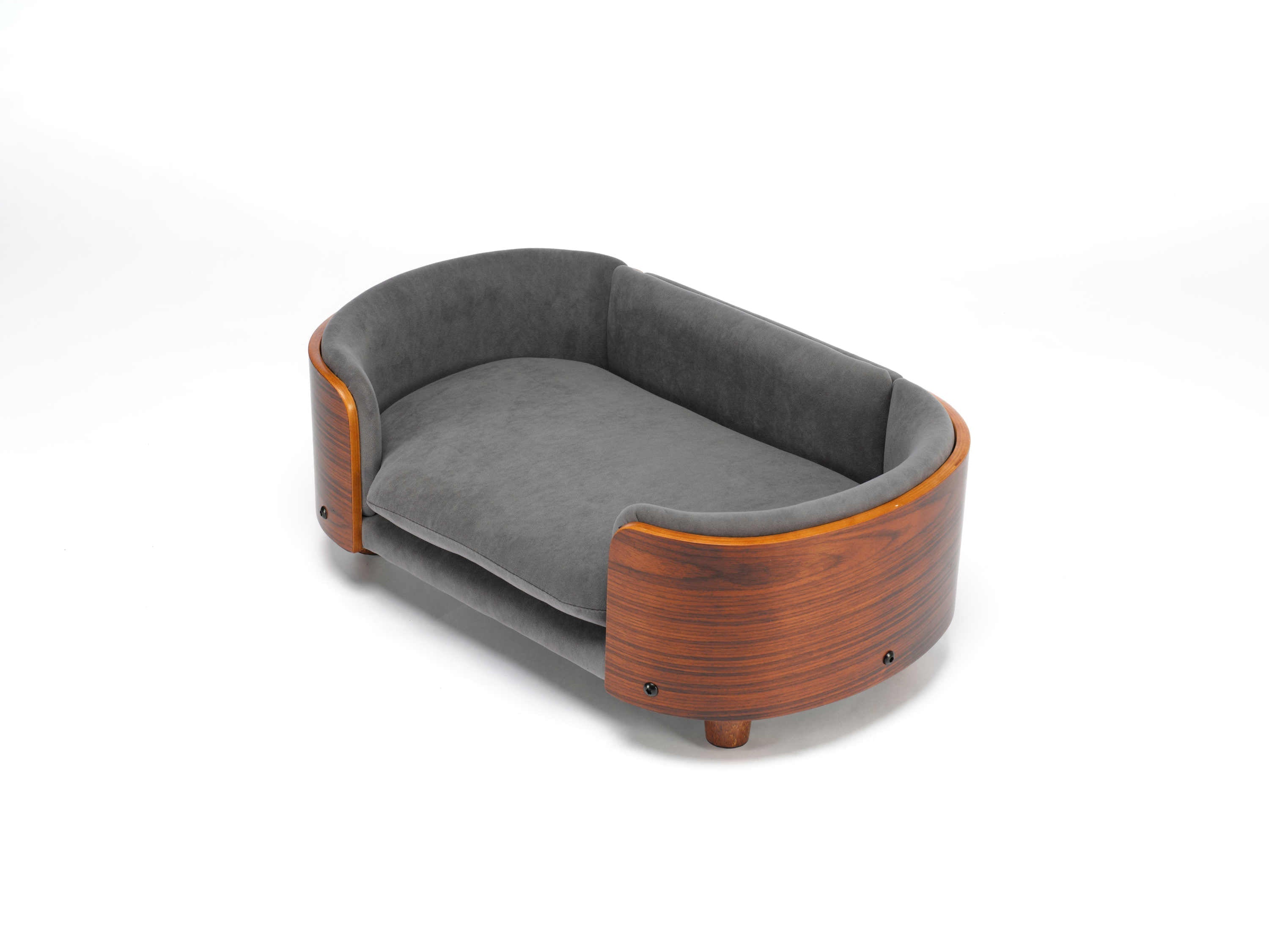 Scandinavian Style Elevated Dog Bed with Solid Walnut Wood Legs