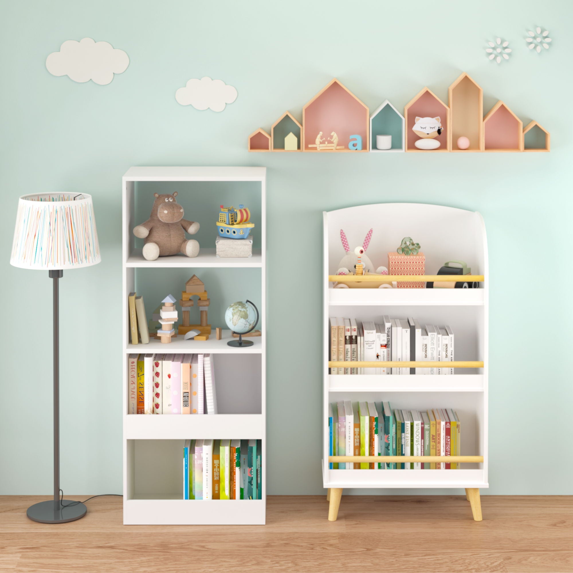 Bookshelf 3 Tier Book Organizer With Toy Storage - White