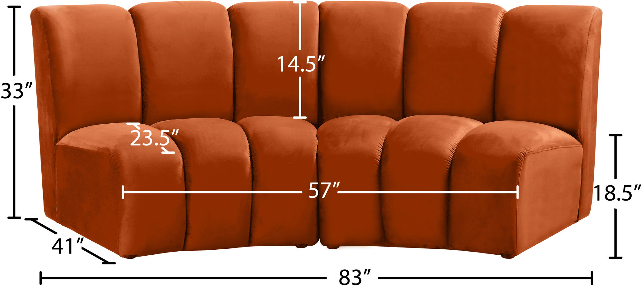 Infinity - 2 Piece Velvet Modular Sectional