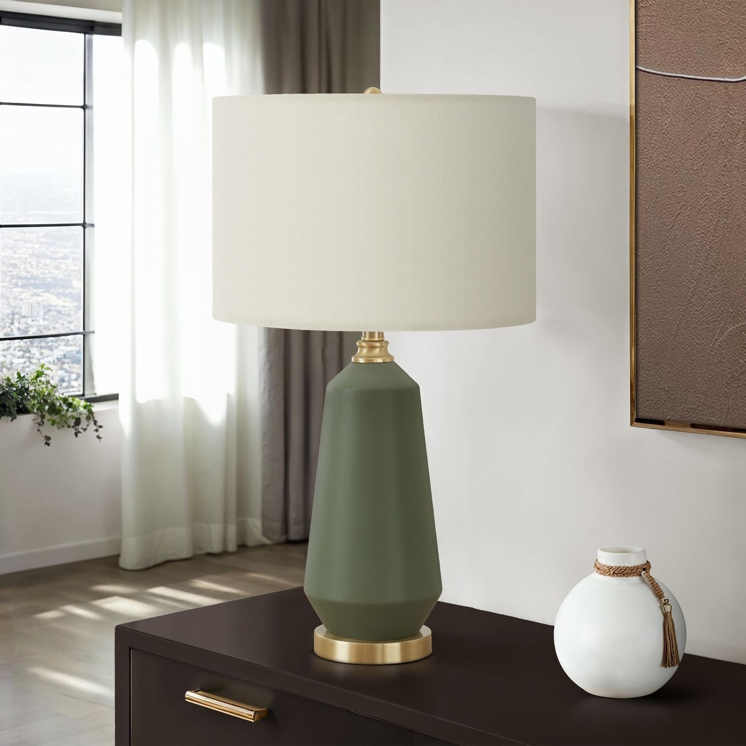 Lighting, Table Lamp, Green Ceramic, Contemporary - Green