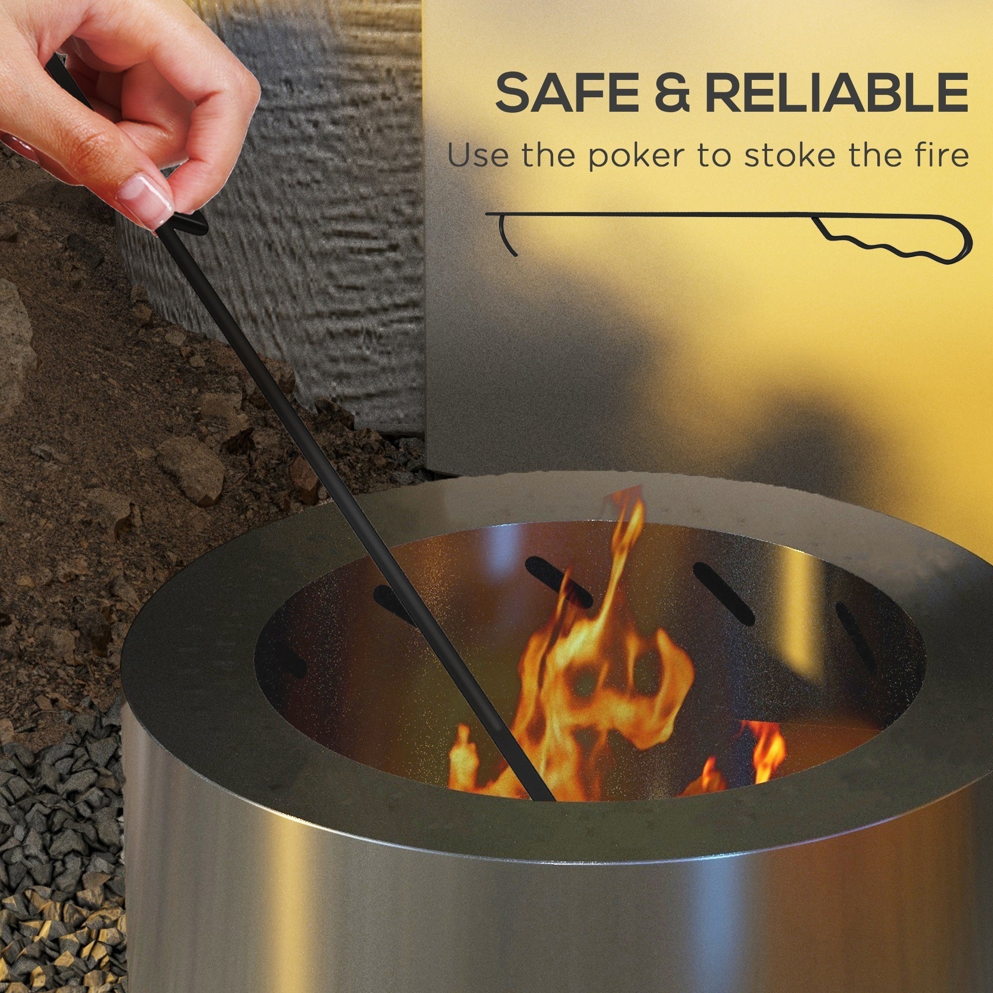 Smokeless Fire Pit 19' Portable Wood Burning Firepit with Poker