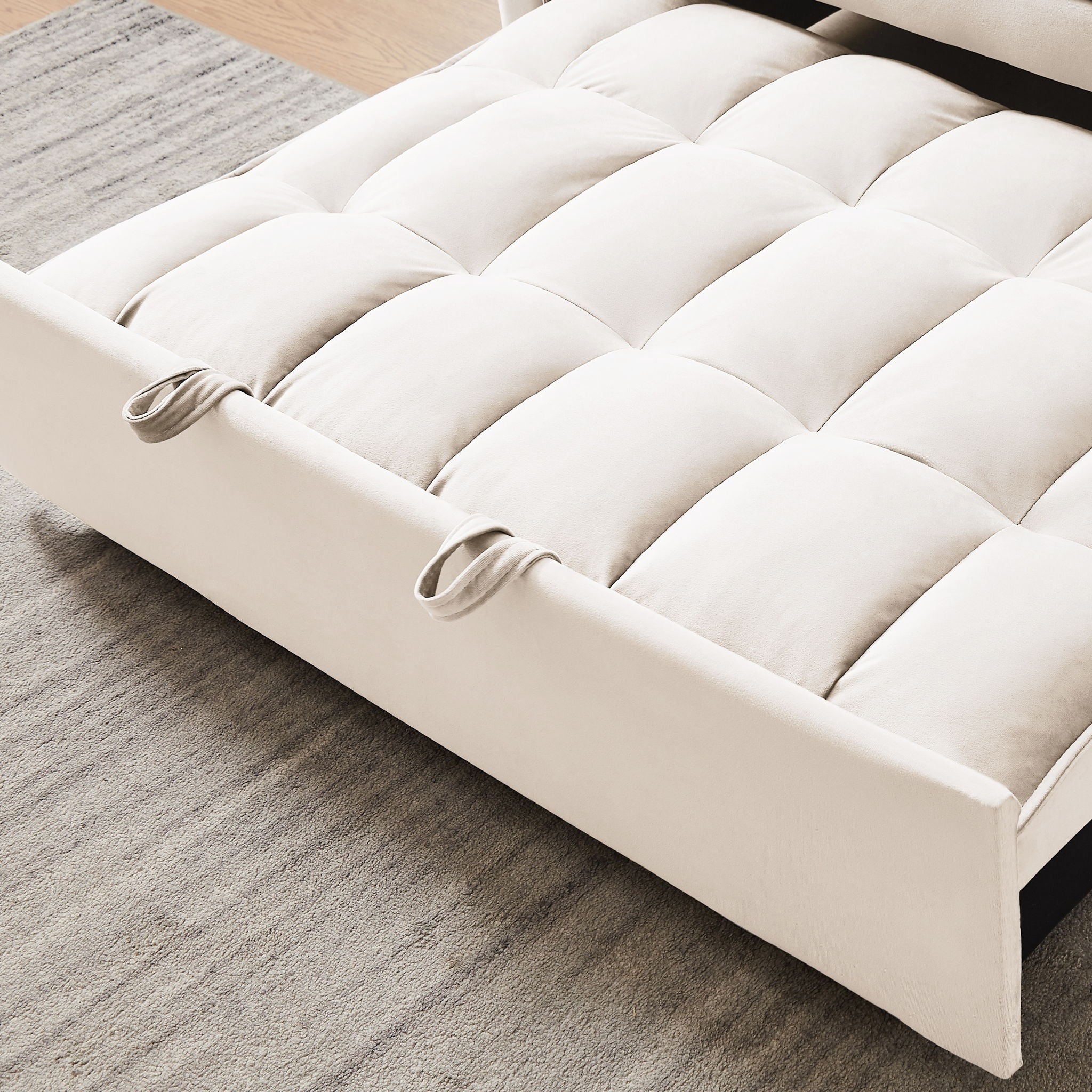 Modern Velvet Convertible Loveseat Futon Sofa With Pullout Bed, Reclining Backrest