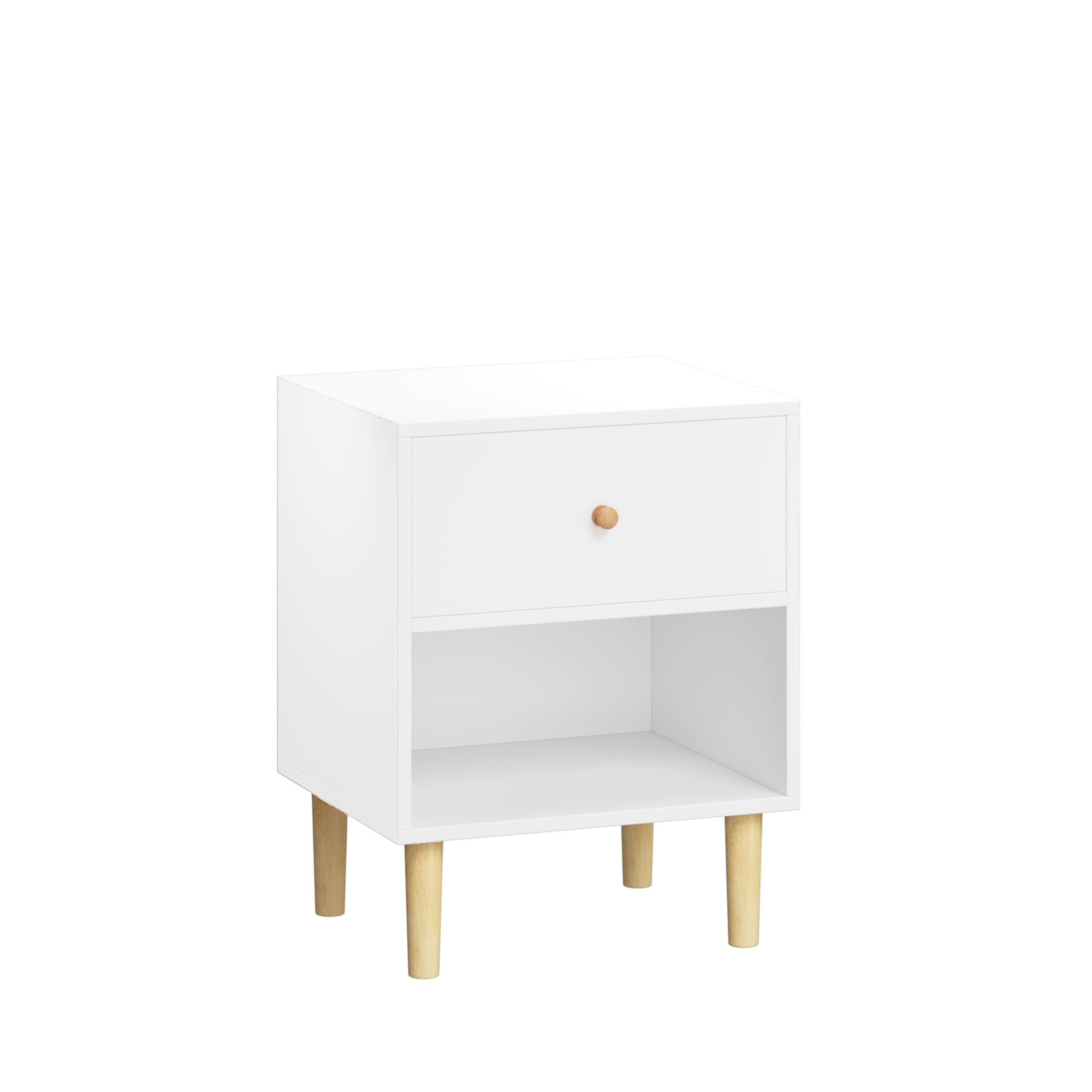 Nightstand With 1 Drawer And 1 Shelf - White