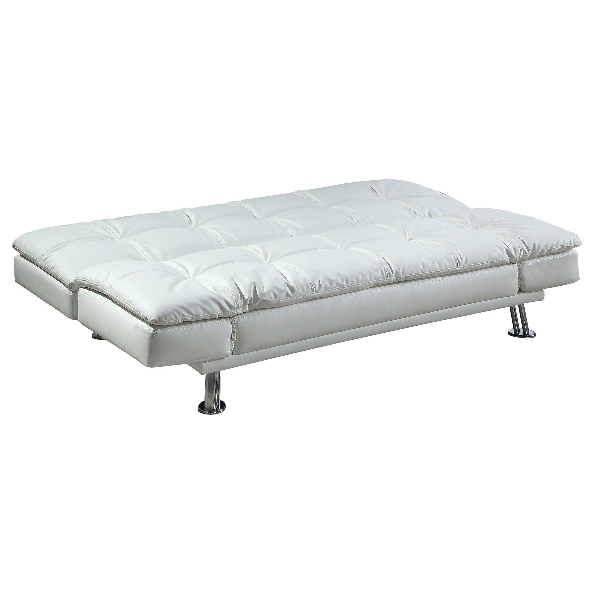 Kimpton - Upholstered Tufted Convertible Sofa Bed With Adjustable Arms Legs - White