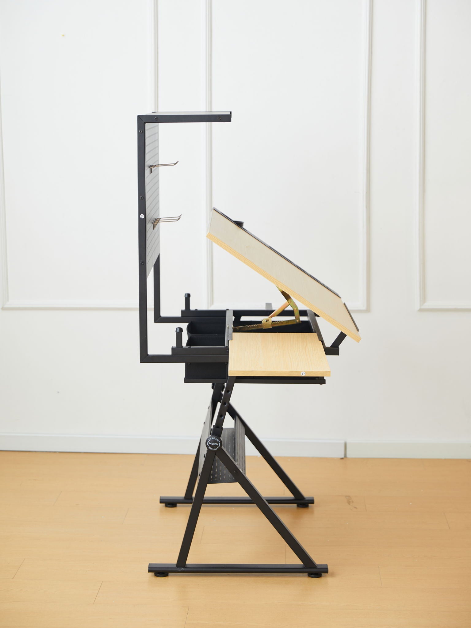 Drafting Table With Metal Perforated Board Pannel - Black / Brown - Best Buy Furniture