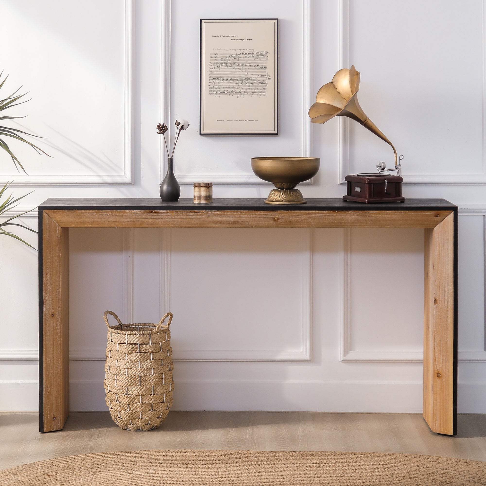 59in Modern Wood Console Table - Entryway & Sofa Table