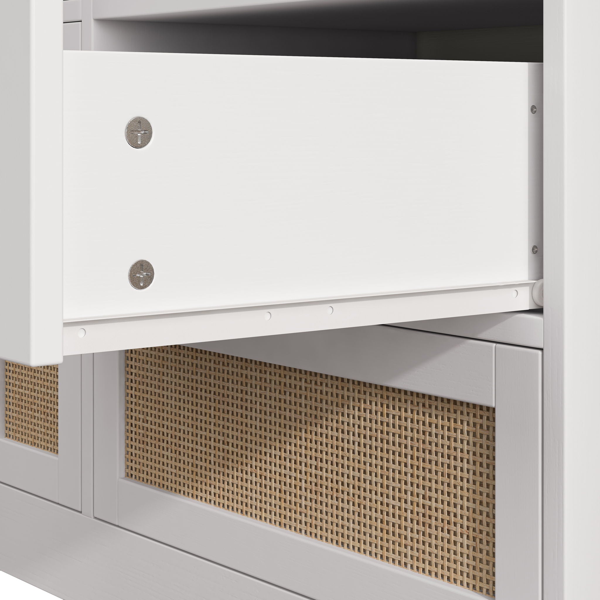 Elegant Rattan Locker With 9 Drawers, Metal Handles
