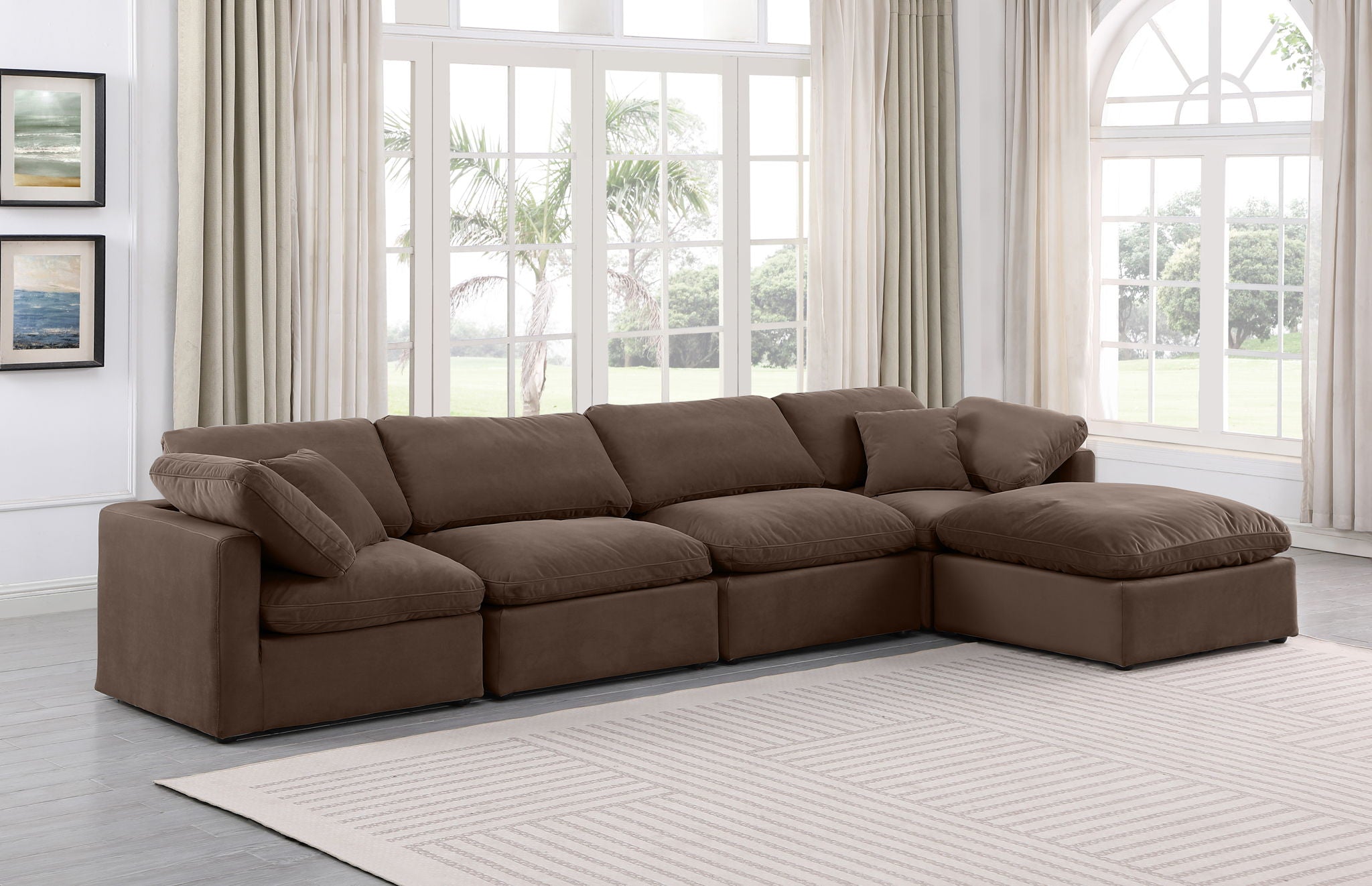 Indulge - Velvet 5 Piece Modular Sectional With Chaise - Best Buy Furniture