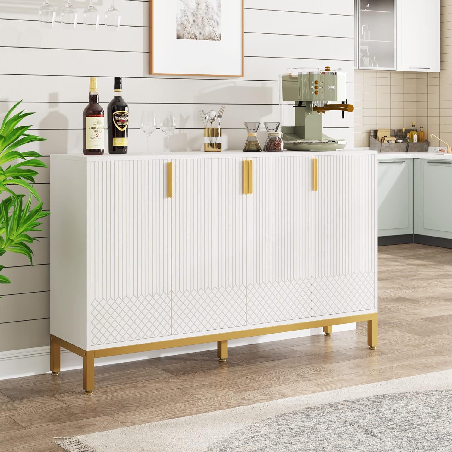Buffet Sideboard Cabinet With Geometric Doors