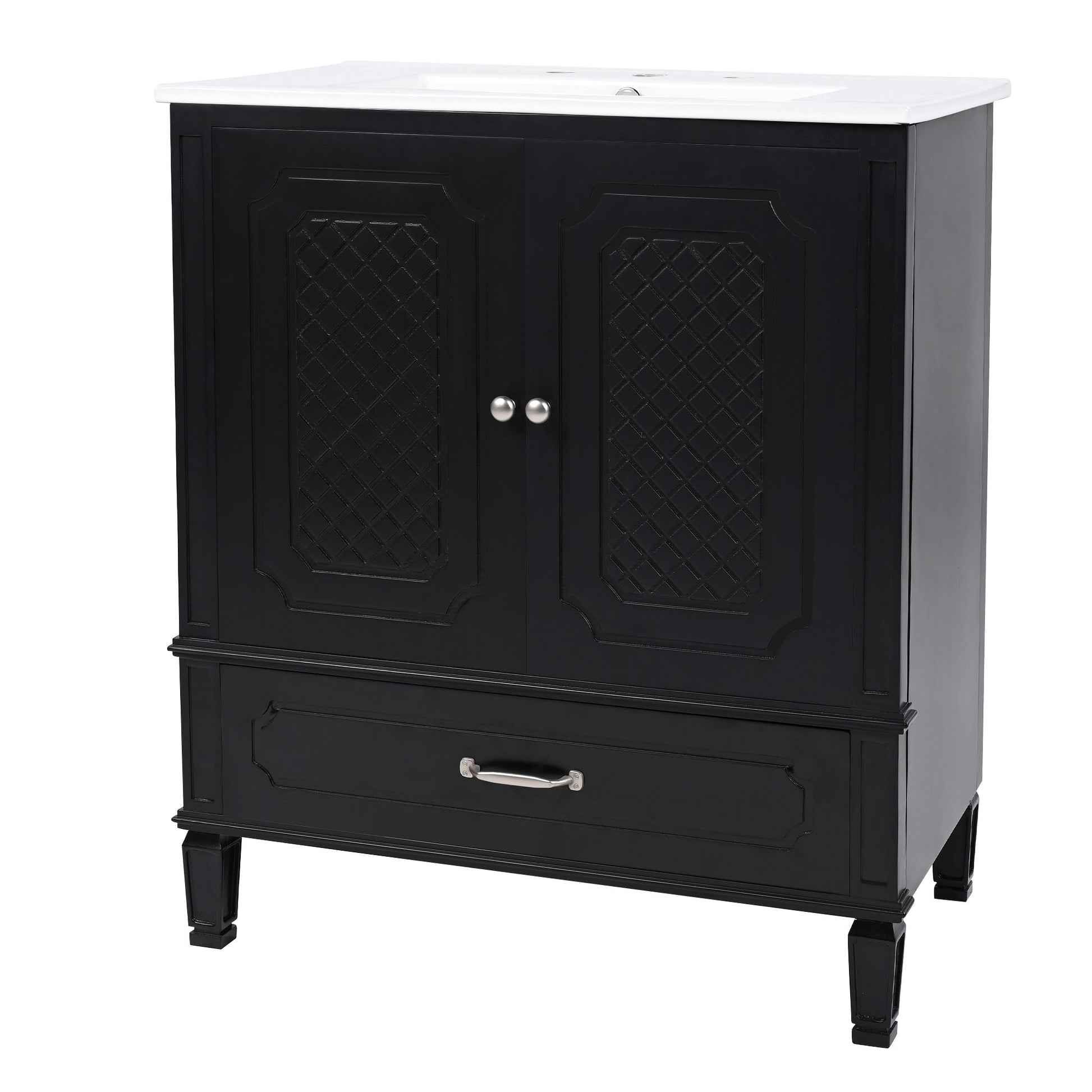 Vintage Style Bathroom Vanity With Sink, Multi Functional Storage, Soft-Closing Door - Best Buy Furniture