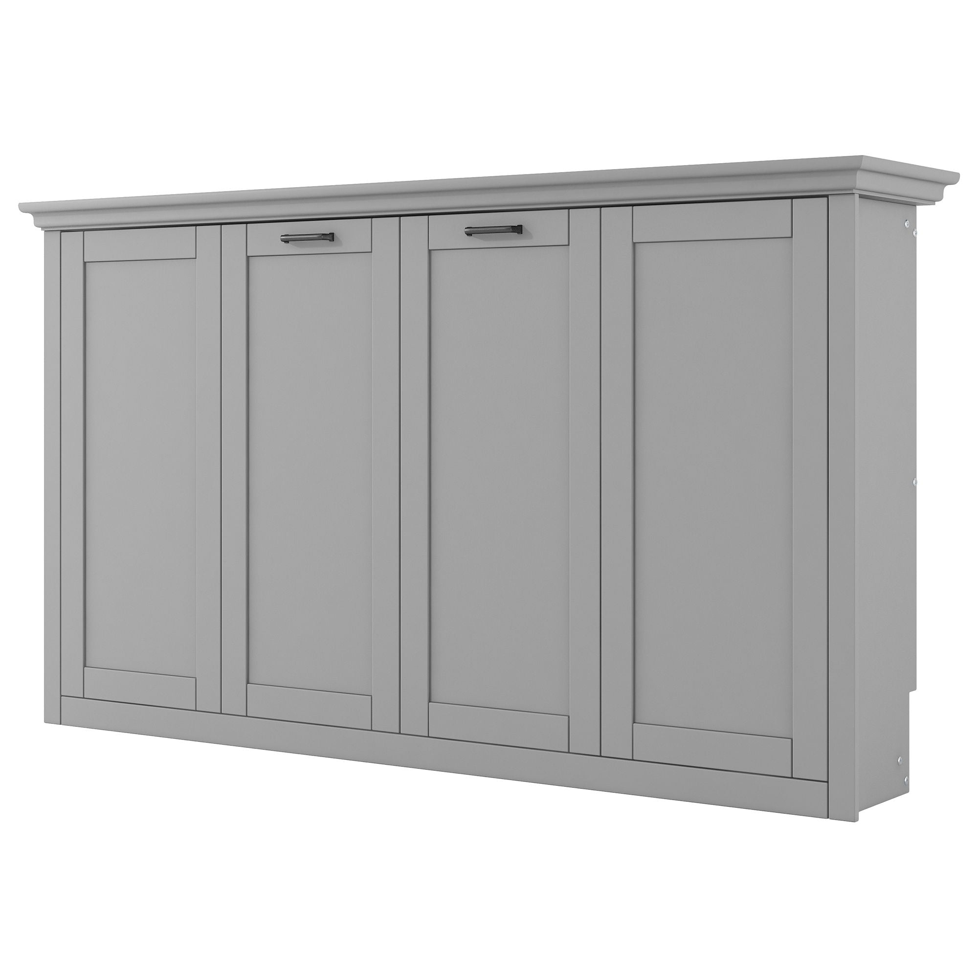 Twin Size Murphy Bed With Cabinet Storage - Gray
