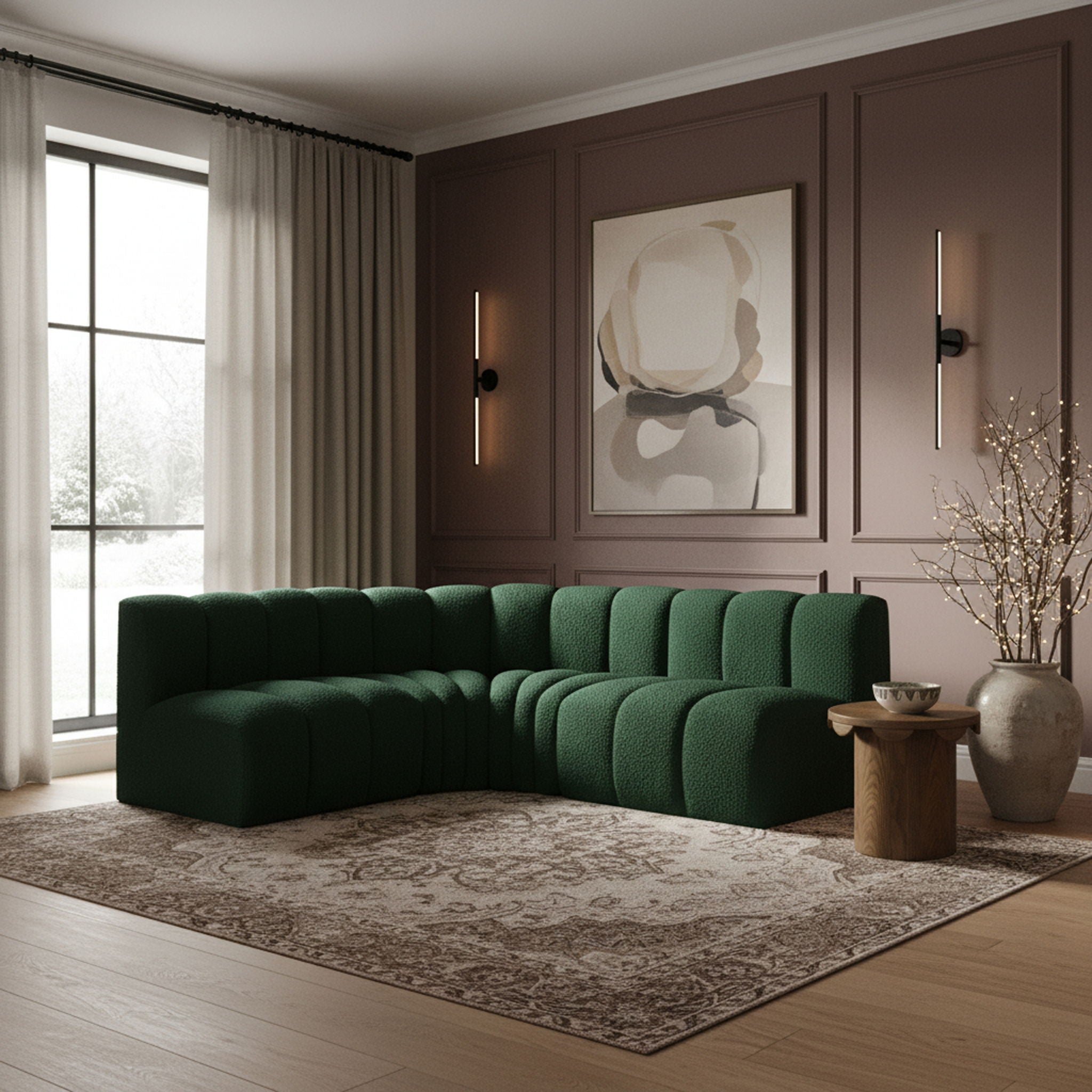 Arc - Boucle Fabric 4 Piece Corner Modular Sofa