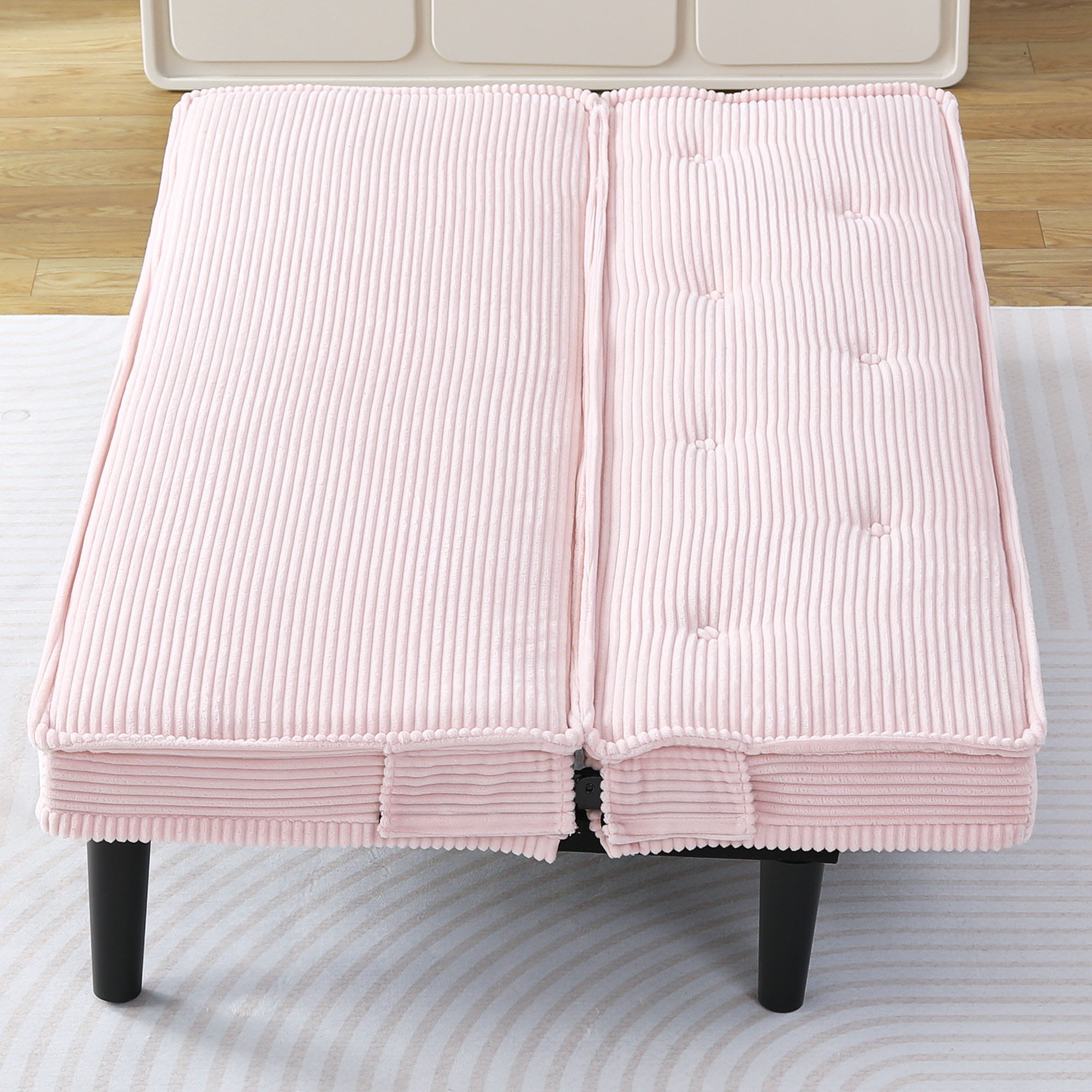 Versatile Corduroy Sofa Bed With Solid Wood Frame