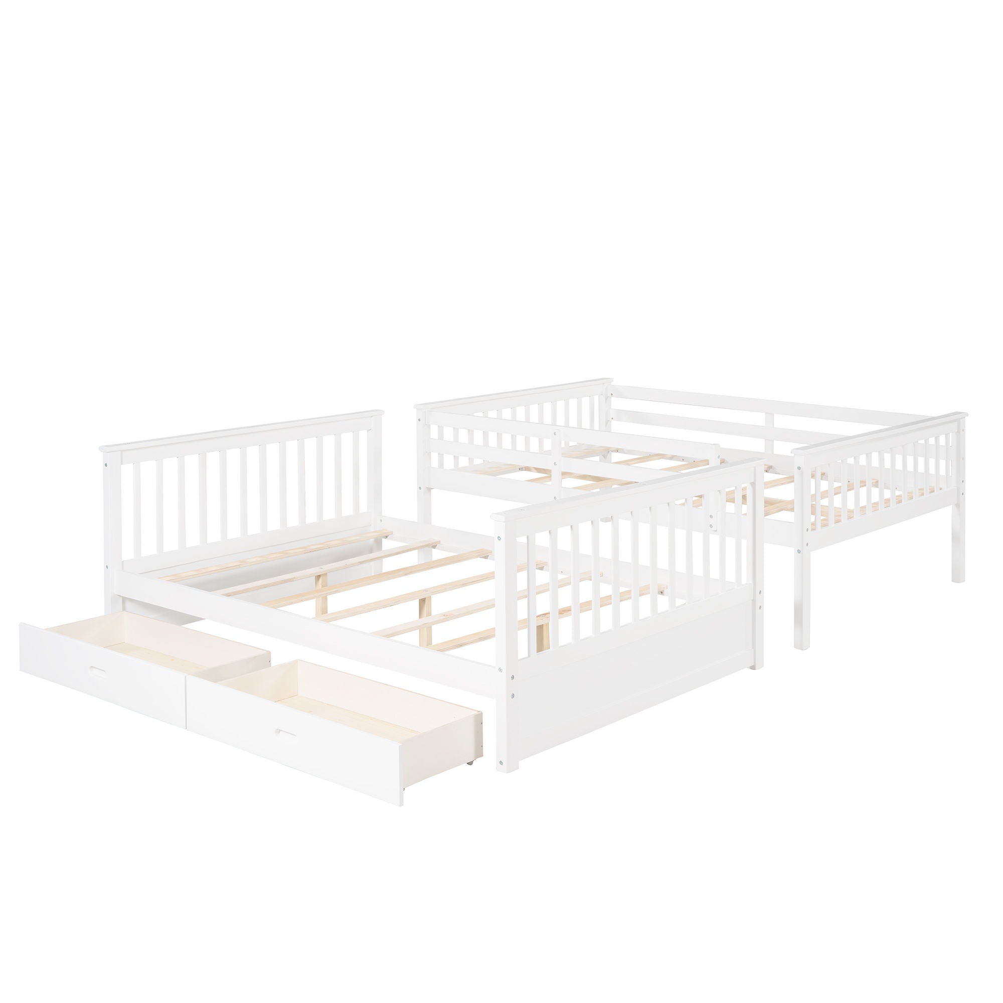 Bunk Bed With Ladders And 2 Storage Drawers